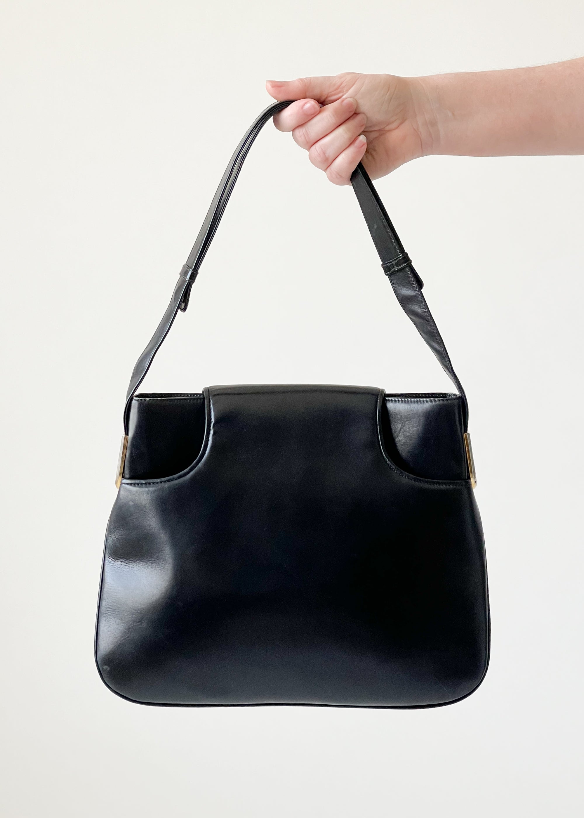Vintage 1970s Gucci Black Leather Convertible Purse