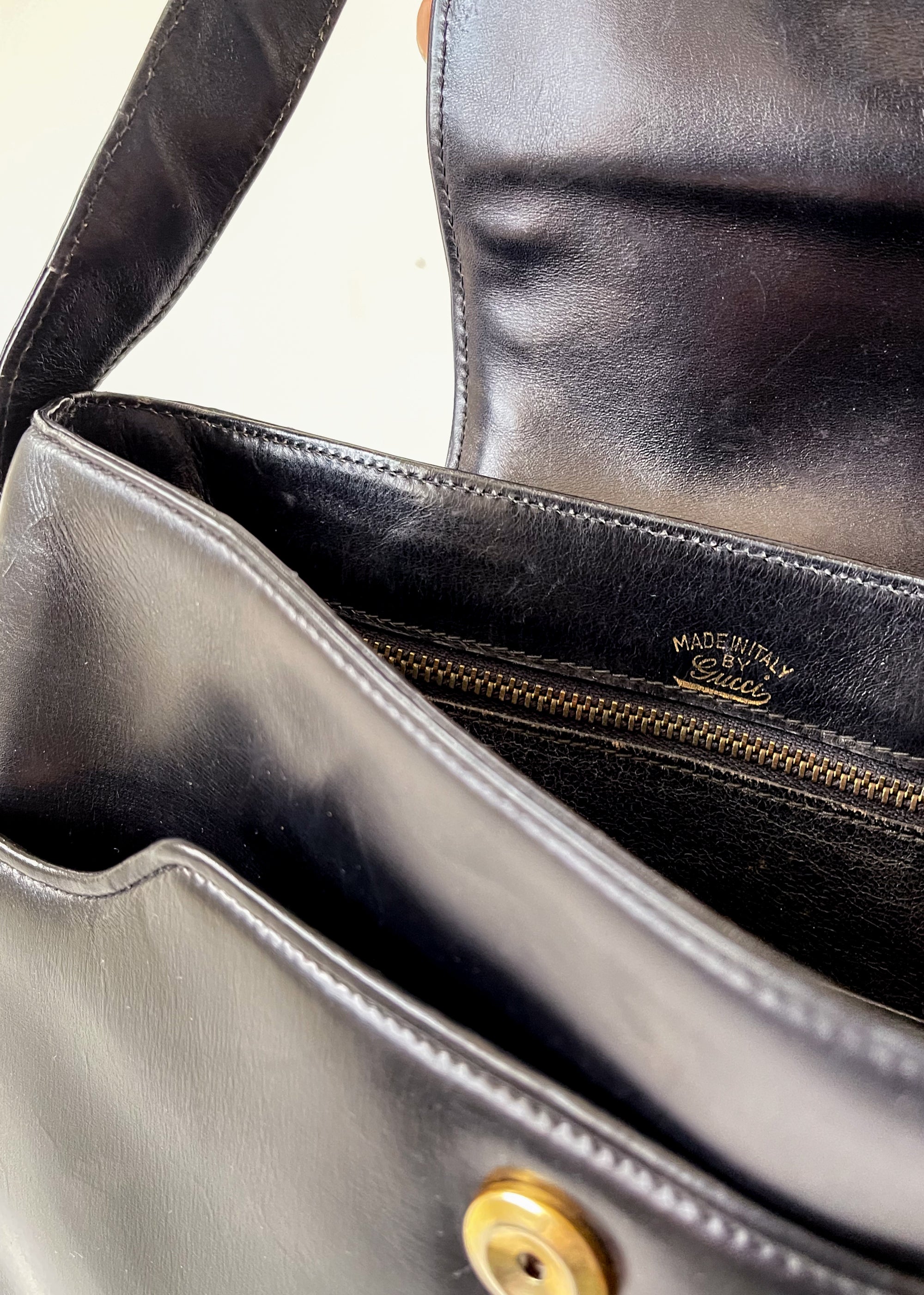 Vintage 1970s Gucci Black Leather Convertible Purse