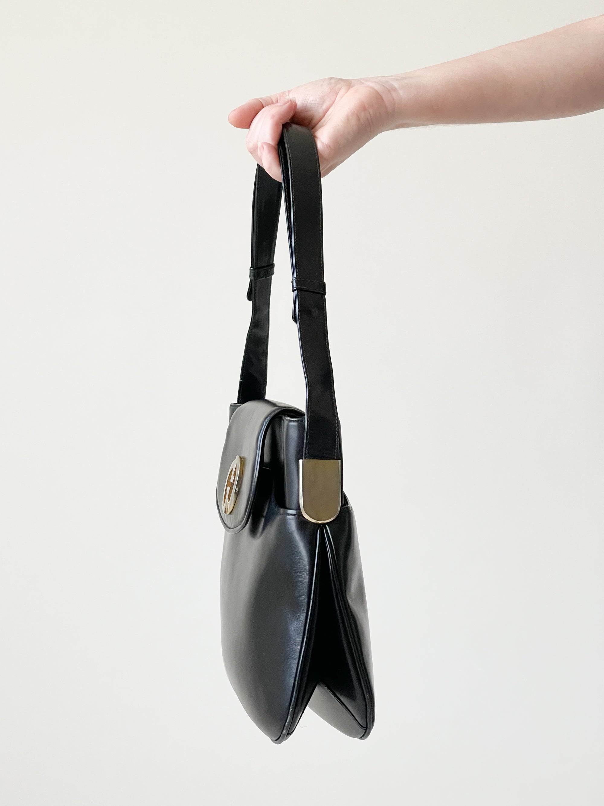 Vintage 1970s Gucci Black Leather Convertible Purse