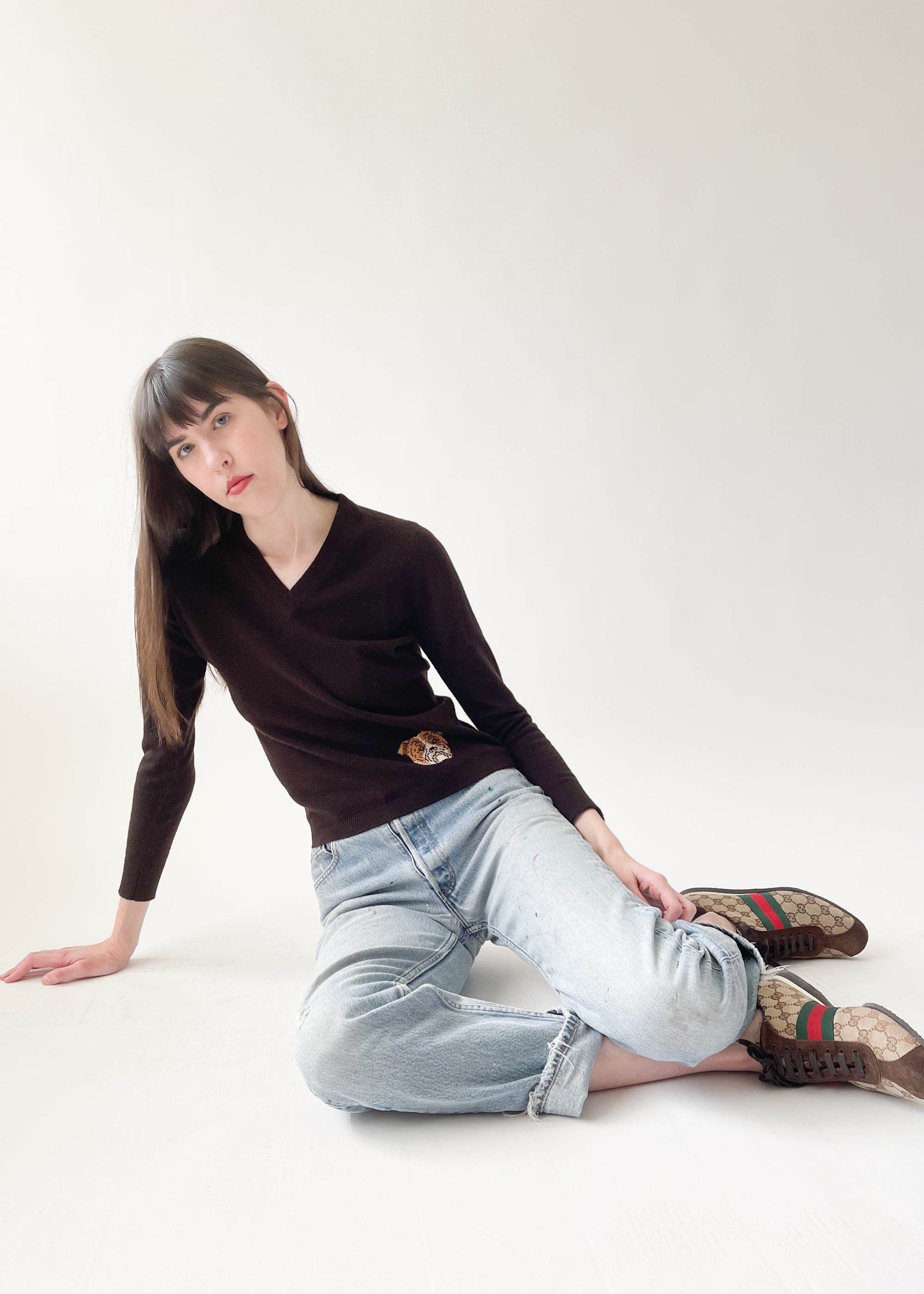 Vintage 1970s Gucci Bulldog Cashmere Sweater