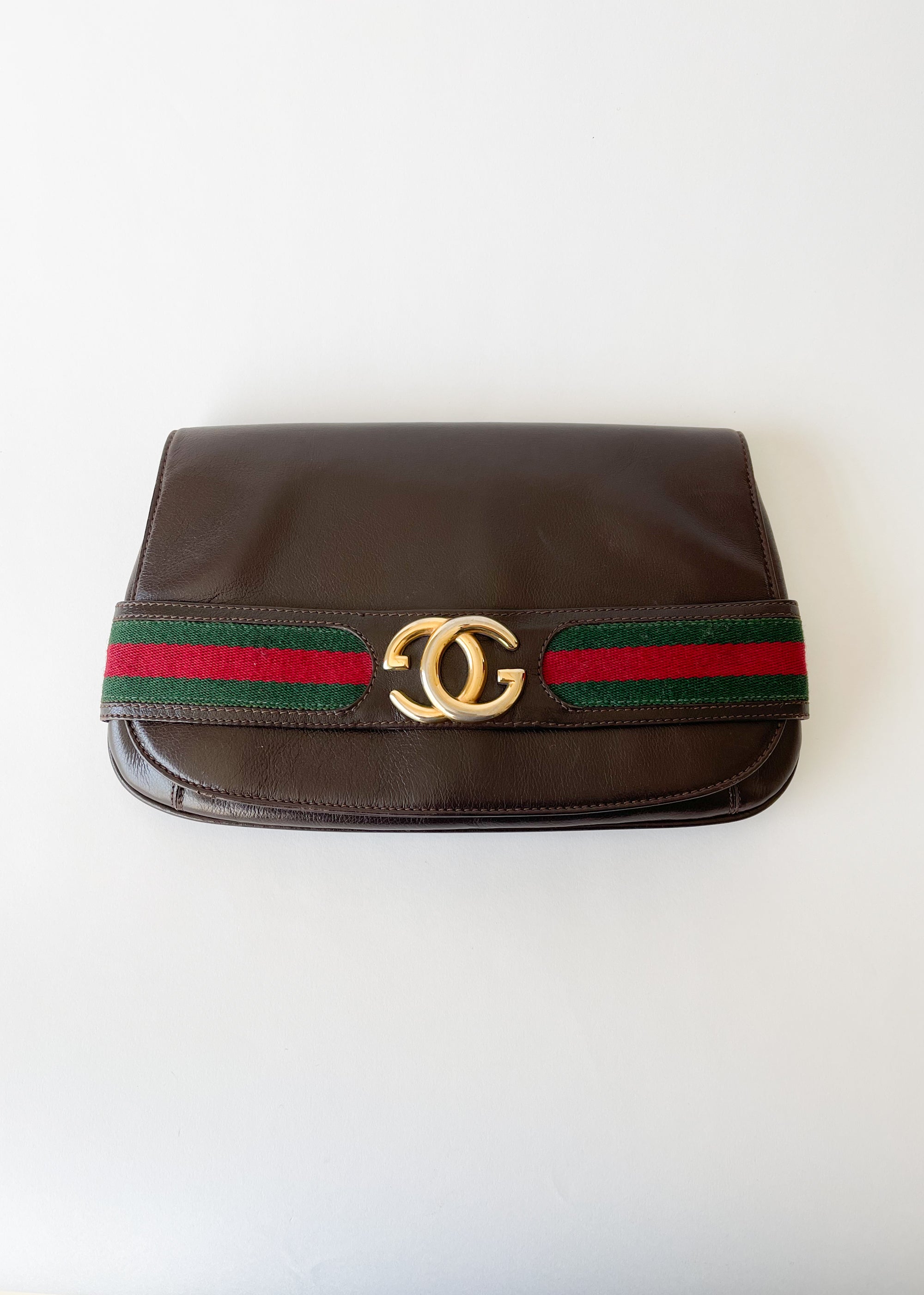 Vintage 1970s Gucci Leather Logo Clutch