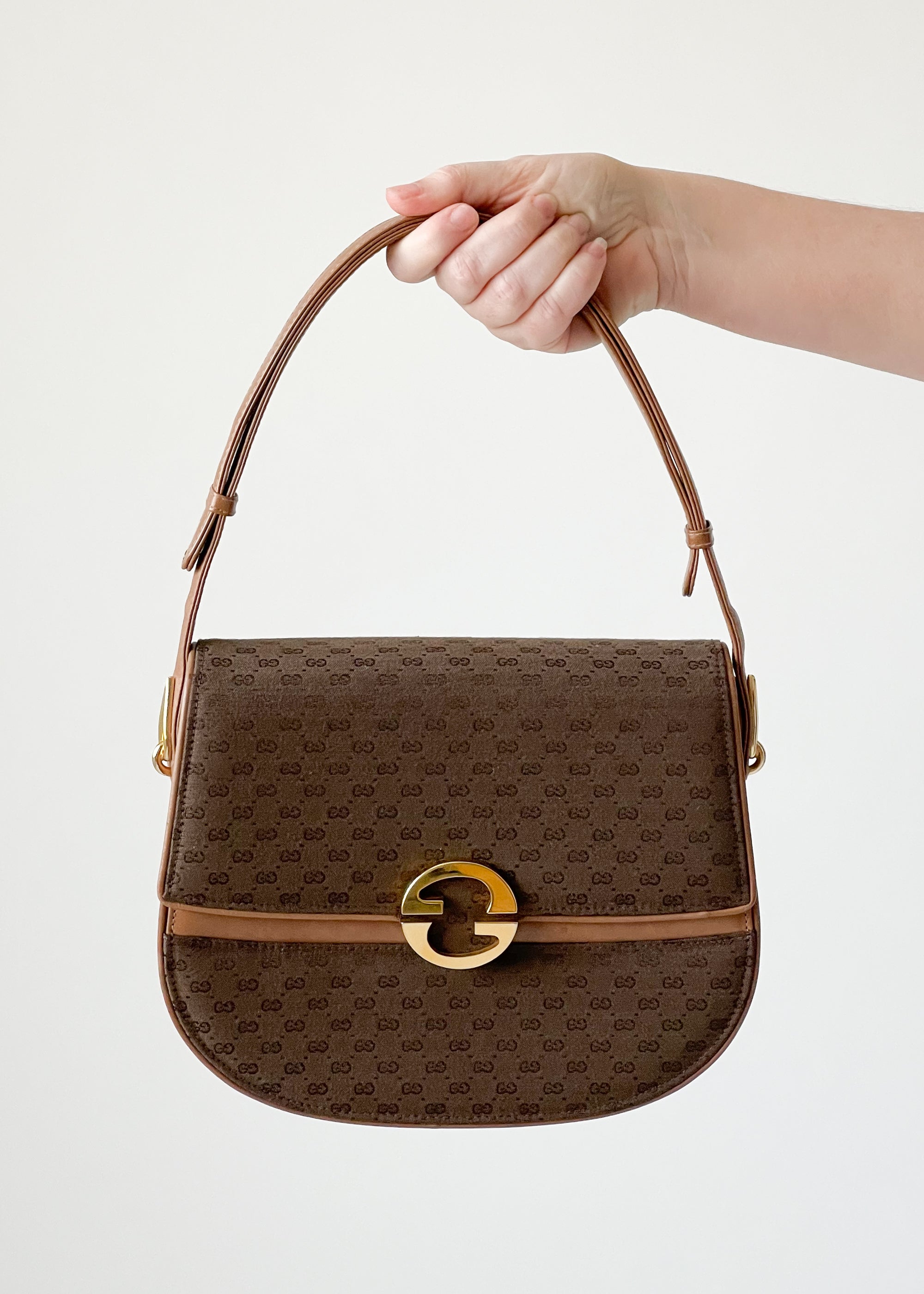 Vintage 1970s Gucci Brown Logo Convertible Purse