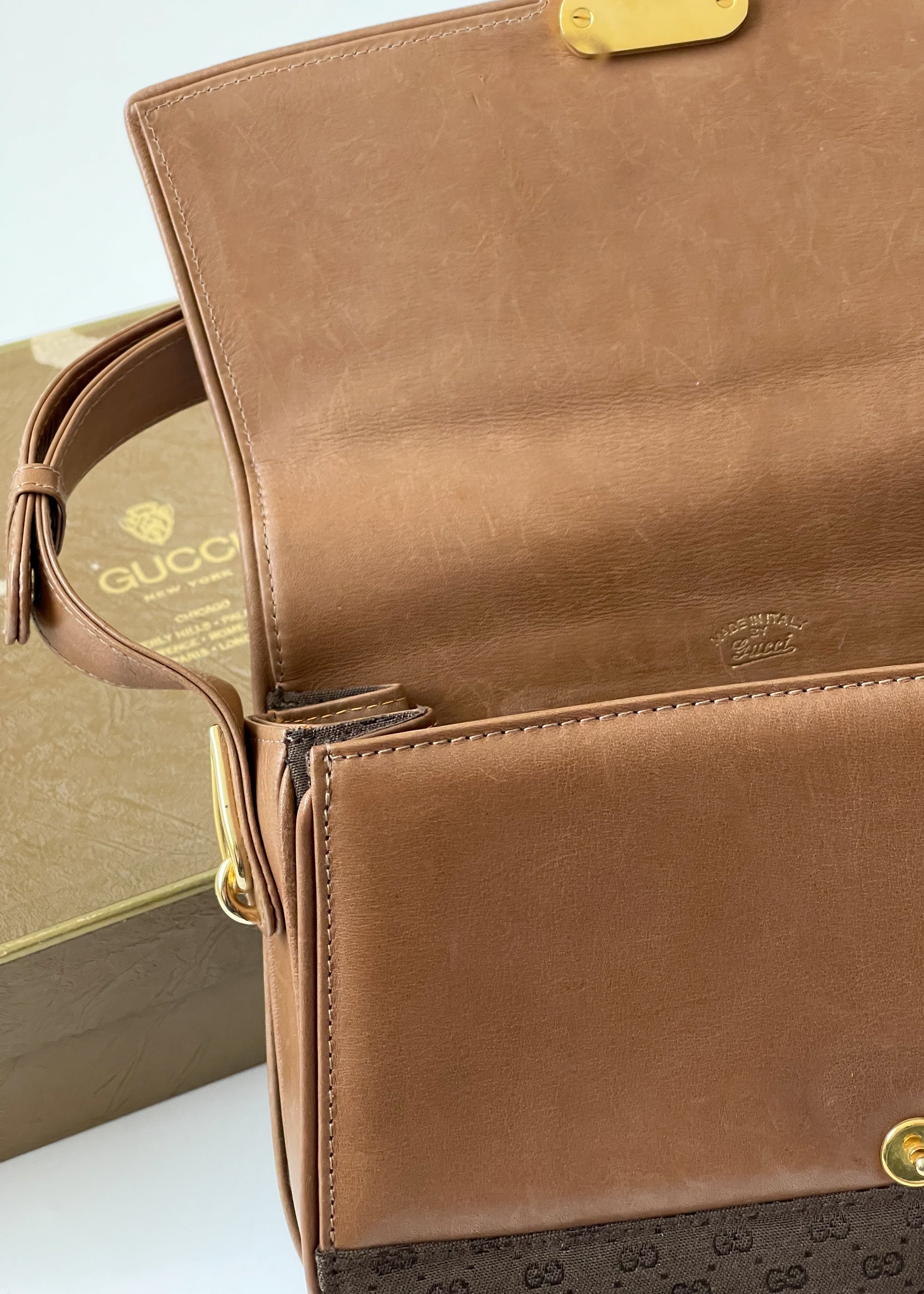 Vintage 1970s Gucci Brown Logo Convertible Purse