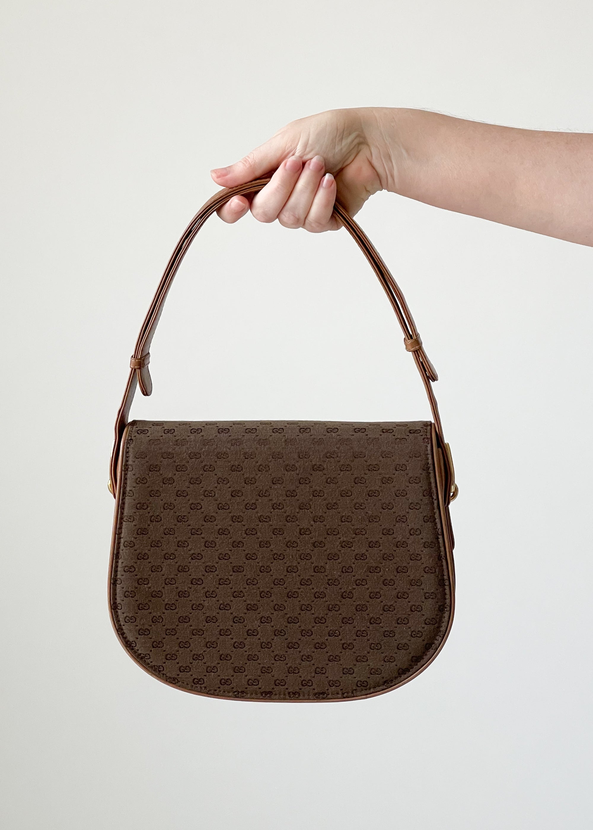 Vintage 1970s Gucci Brown Logo Convertible Purse