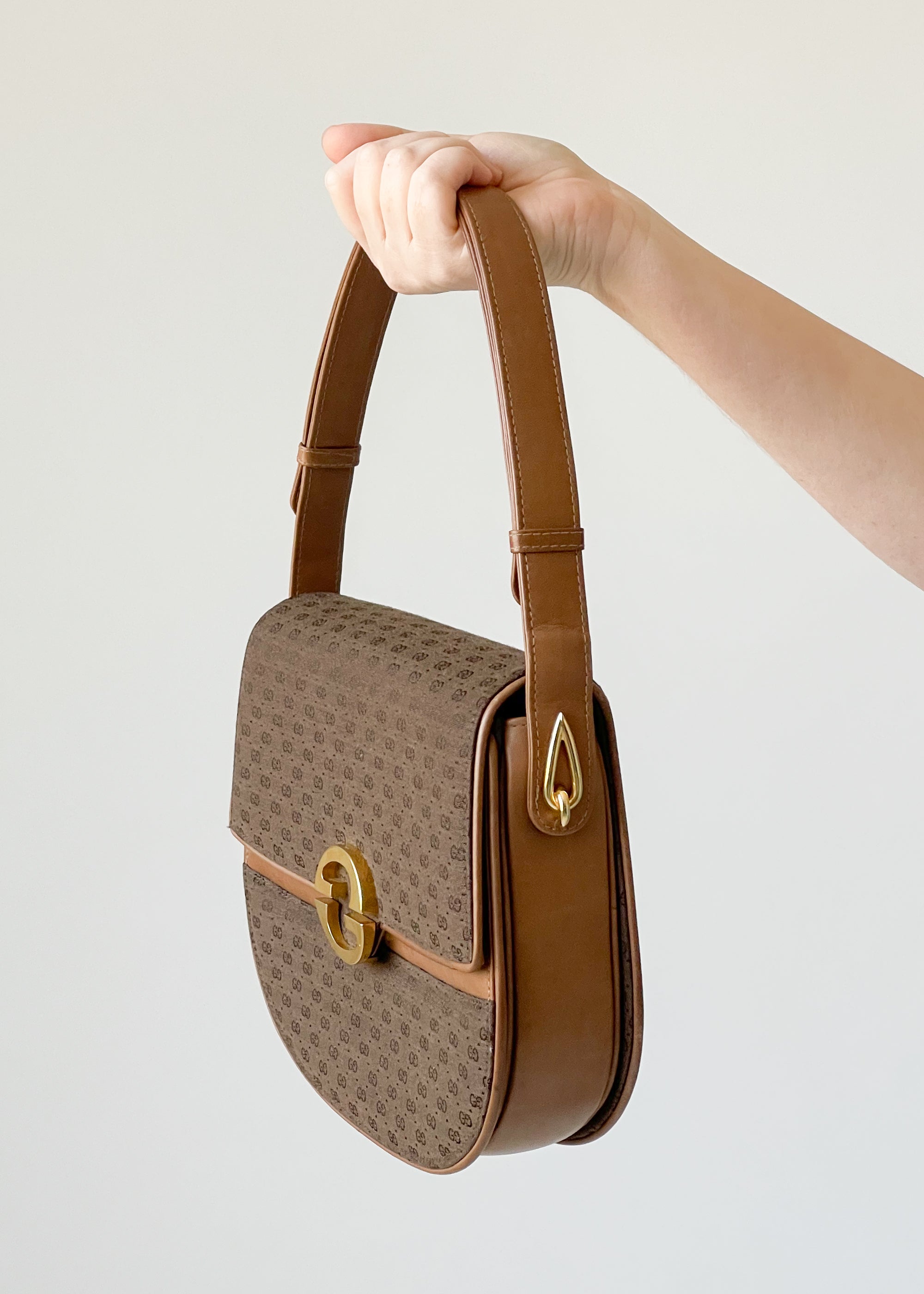 Vintage 1970s Gucci Brown Logo Convertible Purse