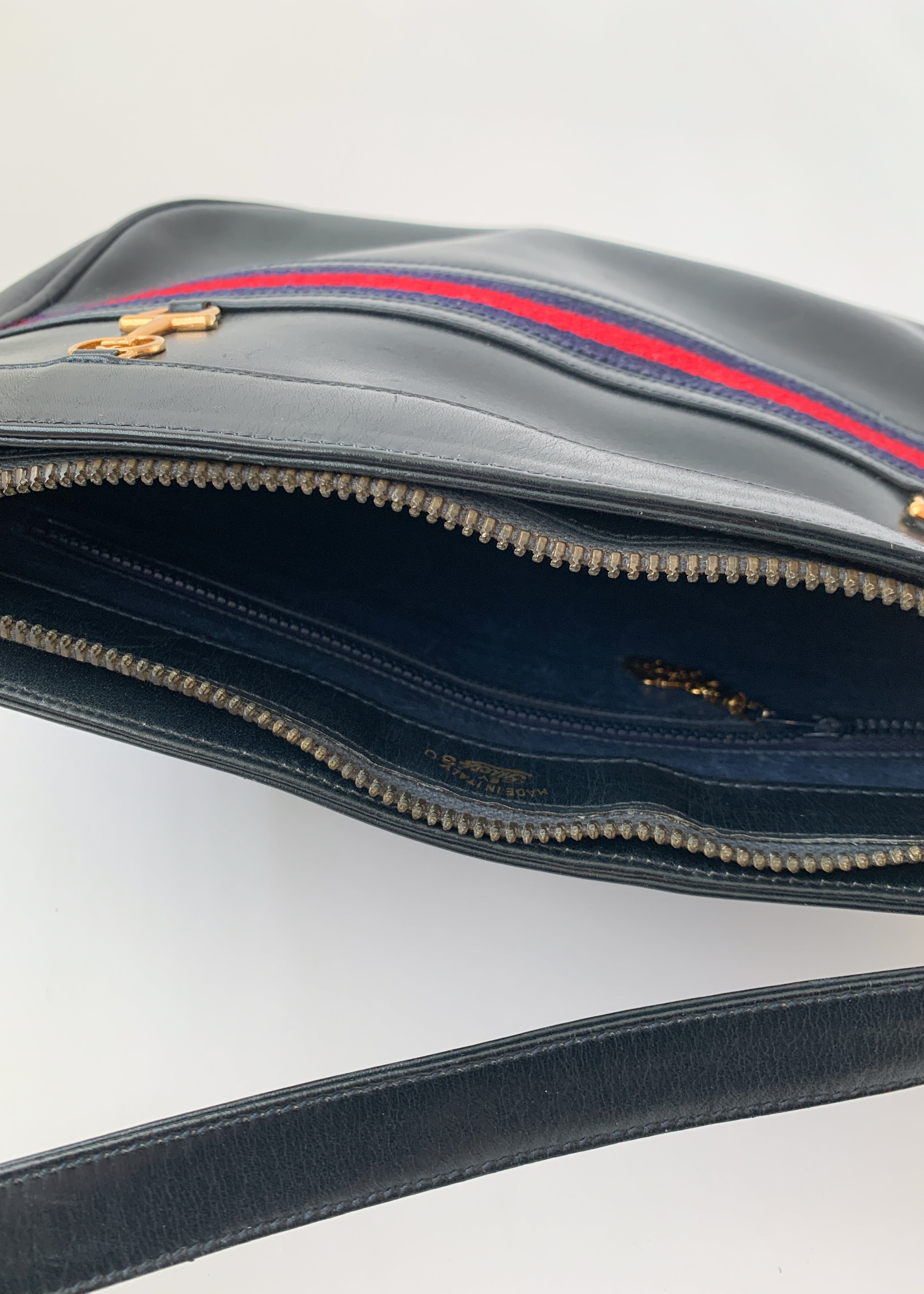 Vintage 1970s Navy Leather Purse