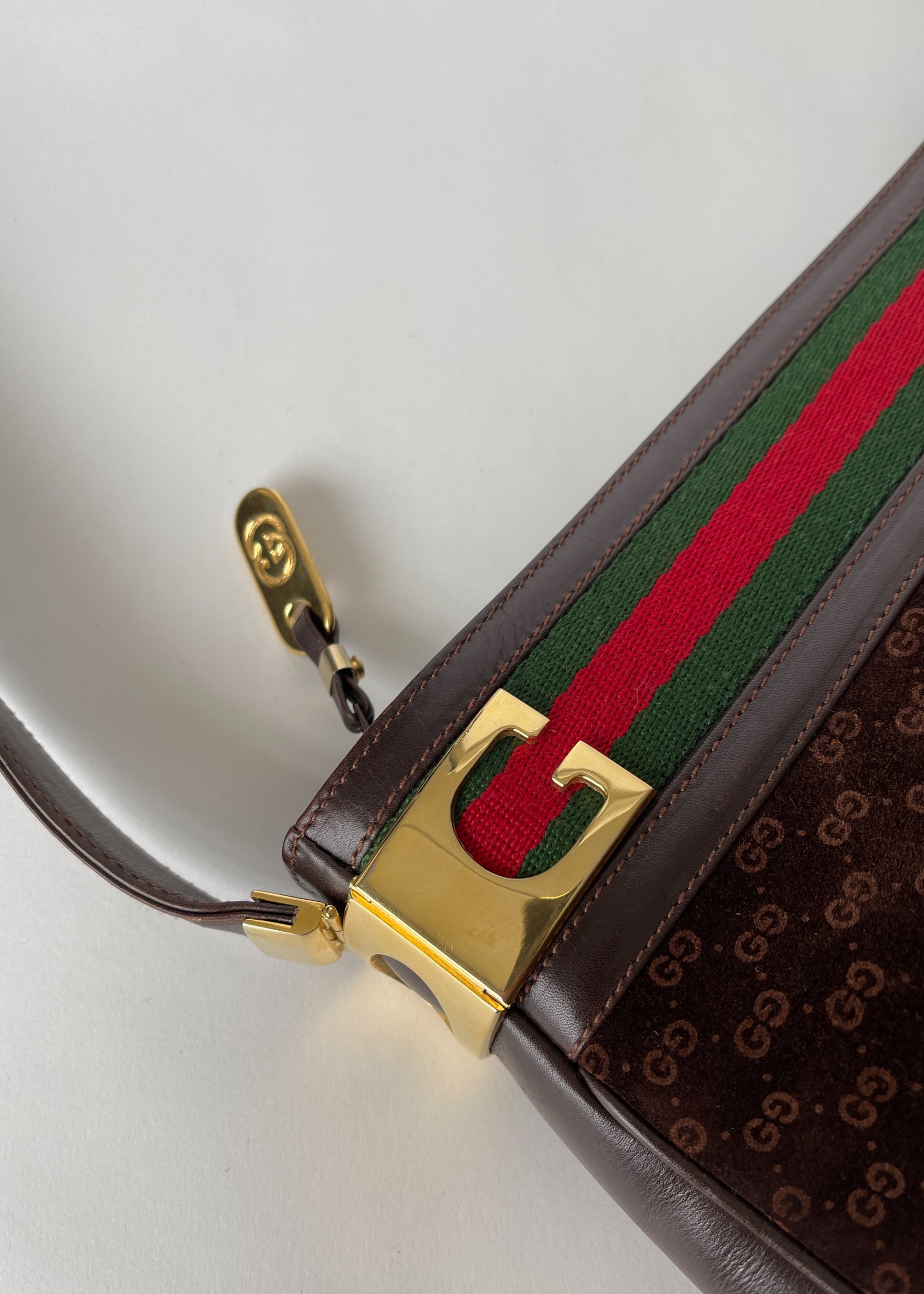 Vintage Late 1970s Gucci Suede Logo Purse