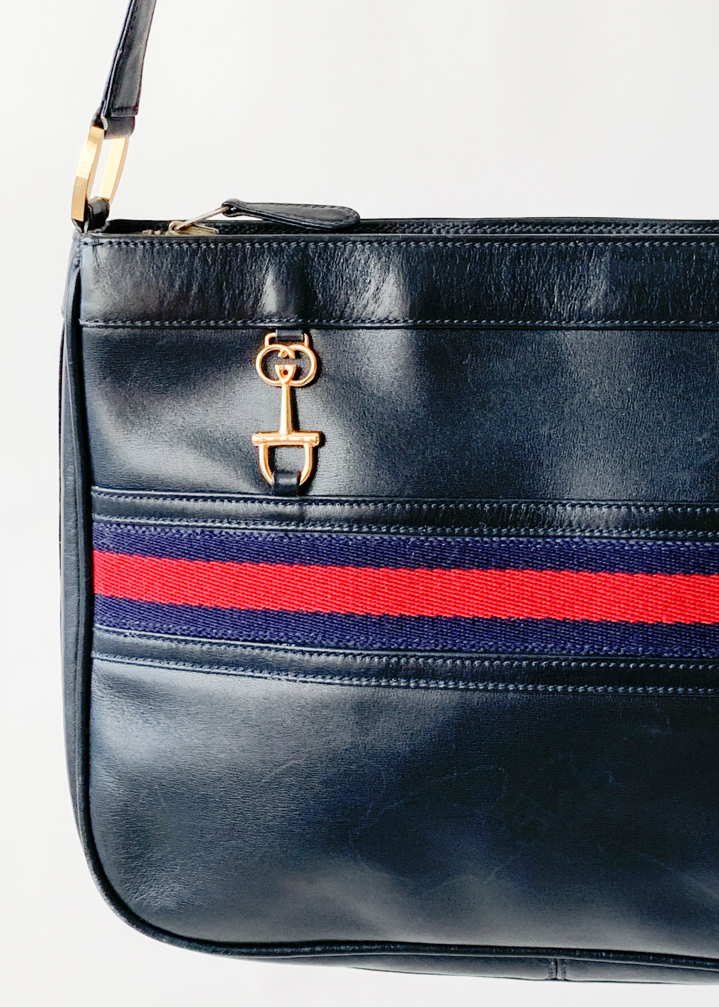 Vintage 1970s Navy Leather Purse