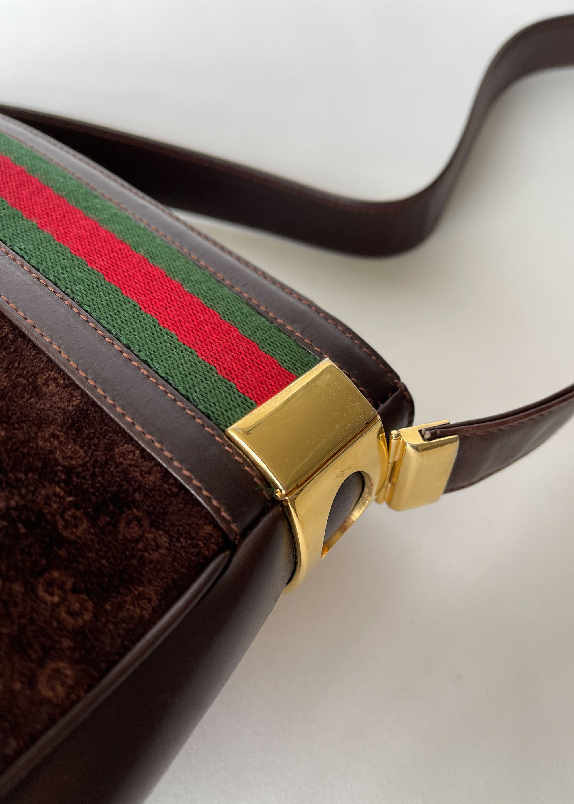 Vintage Late 1970s Gucci Suede Logo Purse