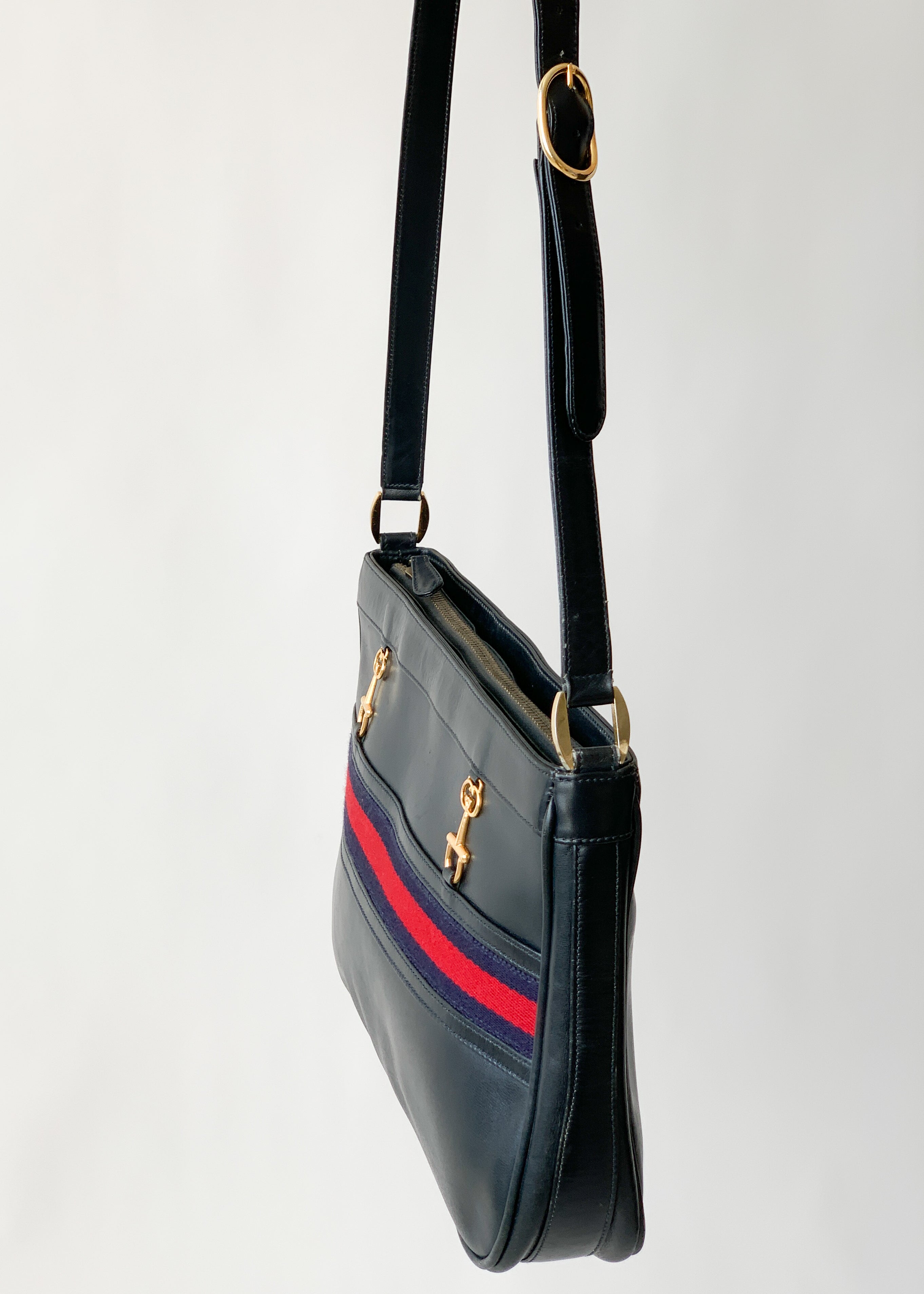 Vintage 1970s Navy Leather Purse