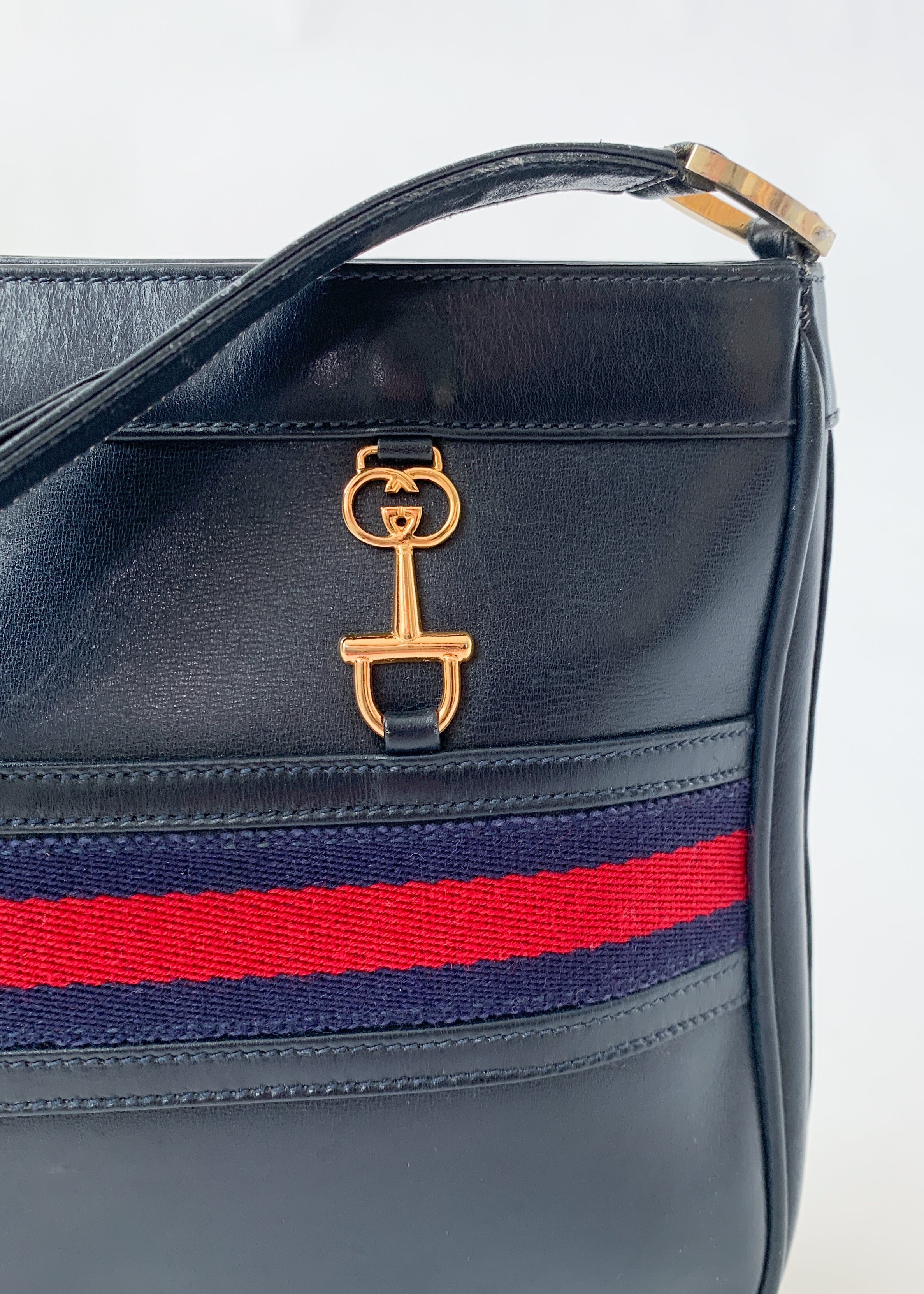 Vintage 1970s Navy Leather Purse