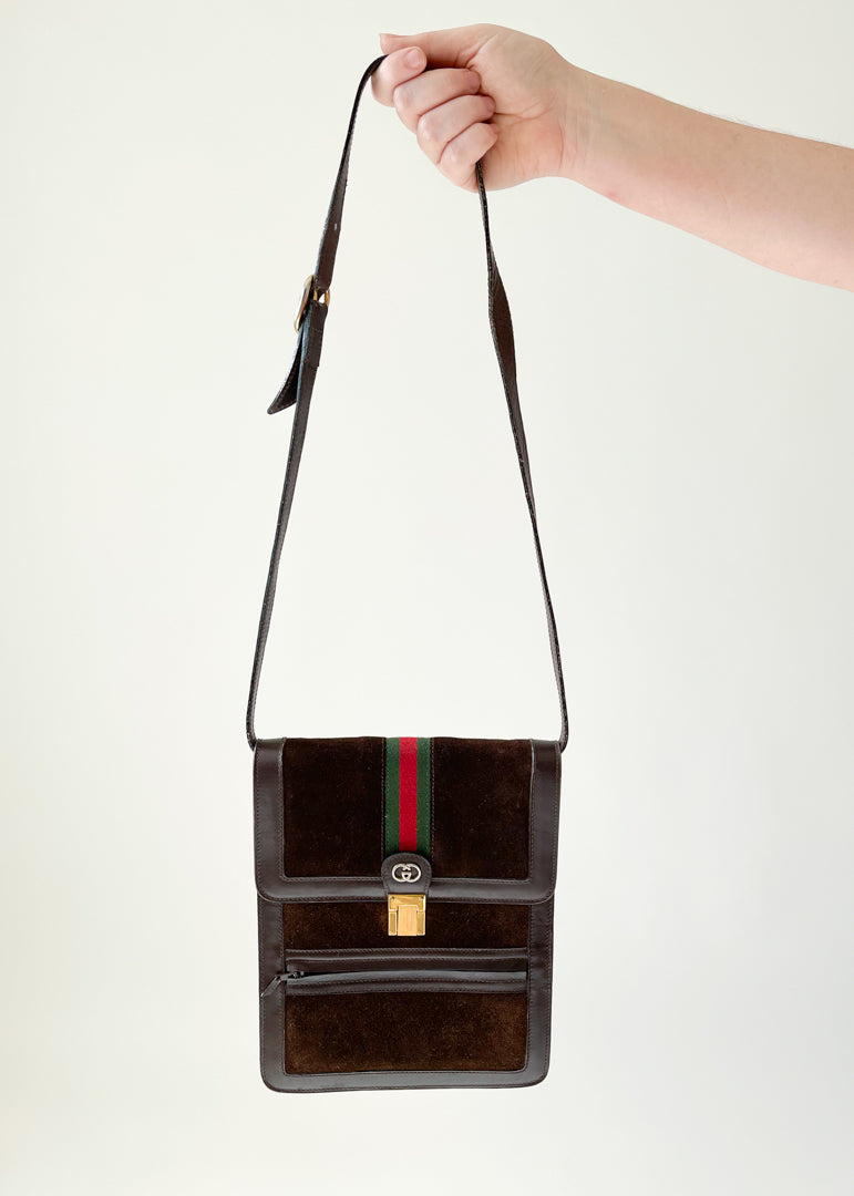 最新人気 Gucci 1970s Vintage Suede Vintage Raleigh - Bag バッグ