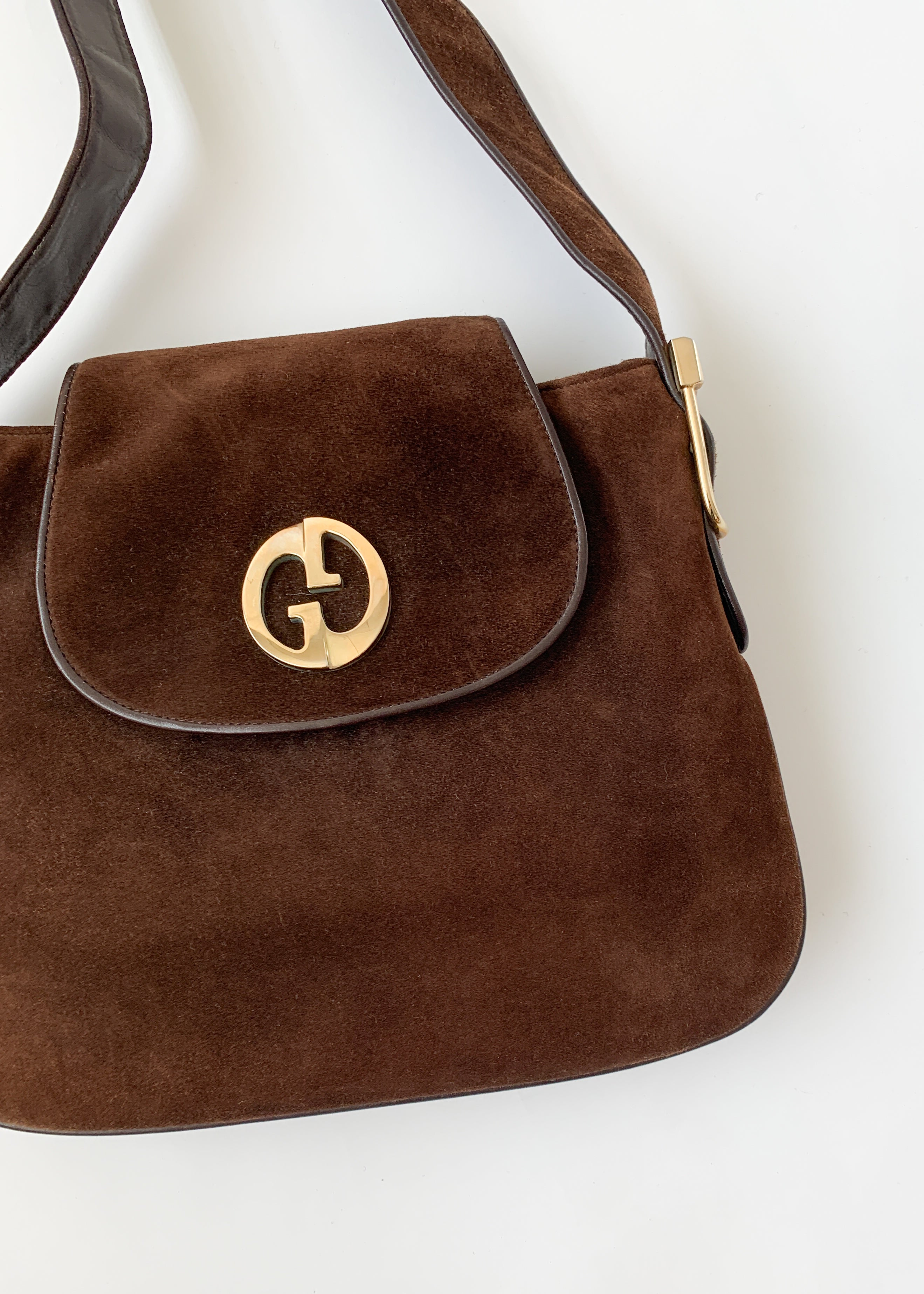 Vintage 1970s Gucci Brown Suede Purse