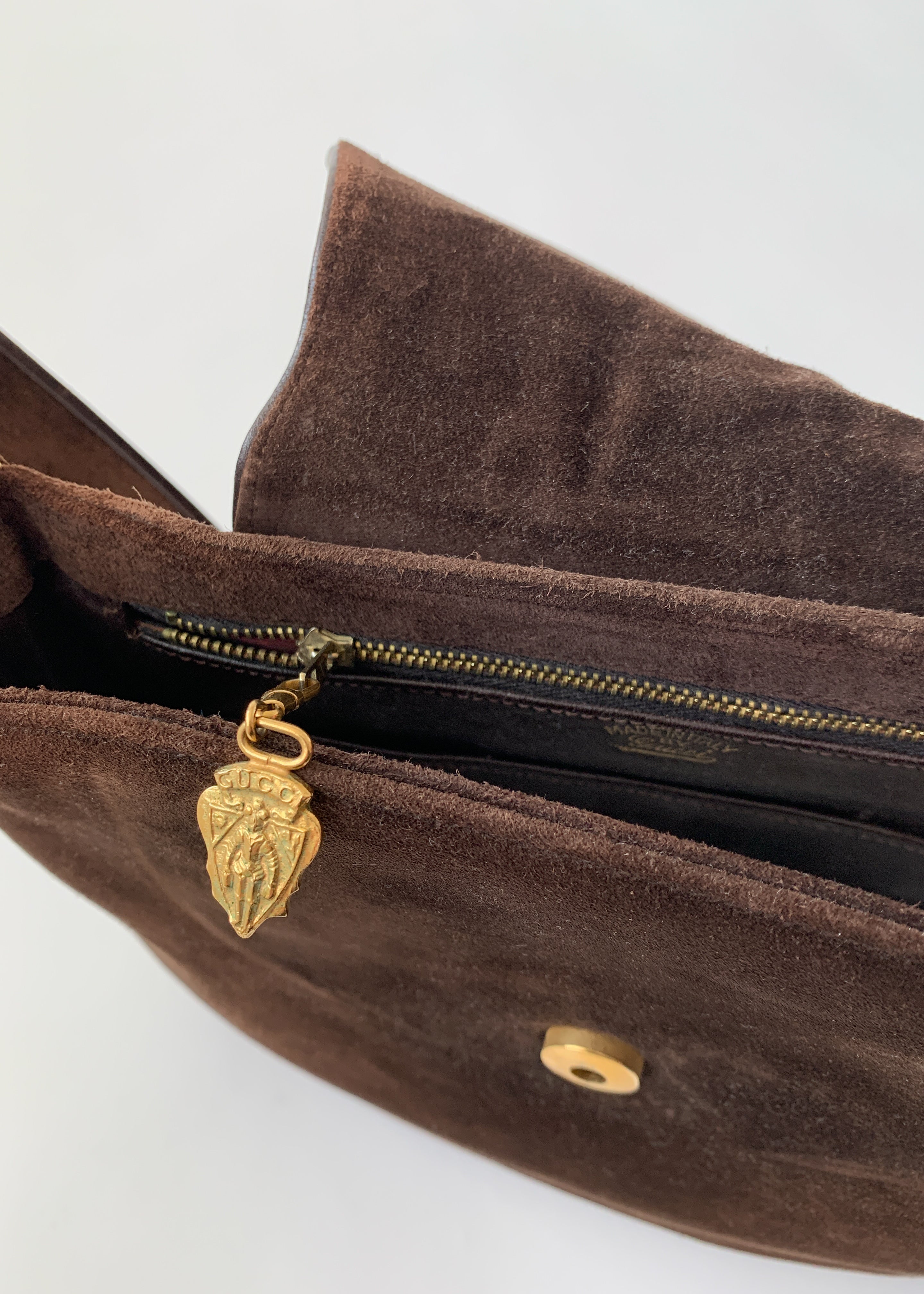 Vintage 1970s Gucci Brown Suede Purse