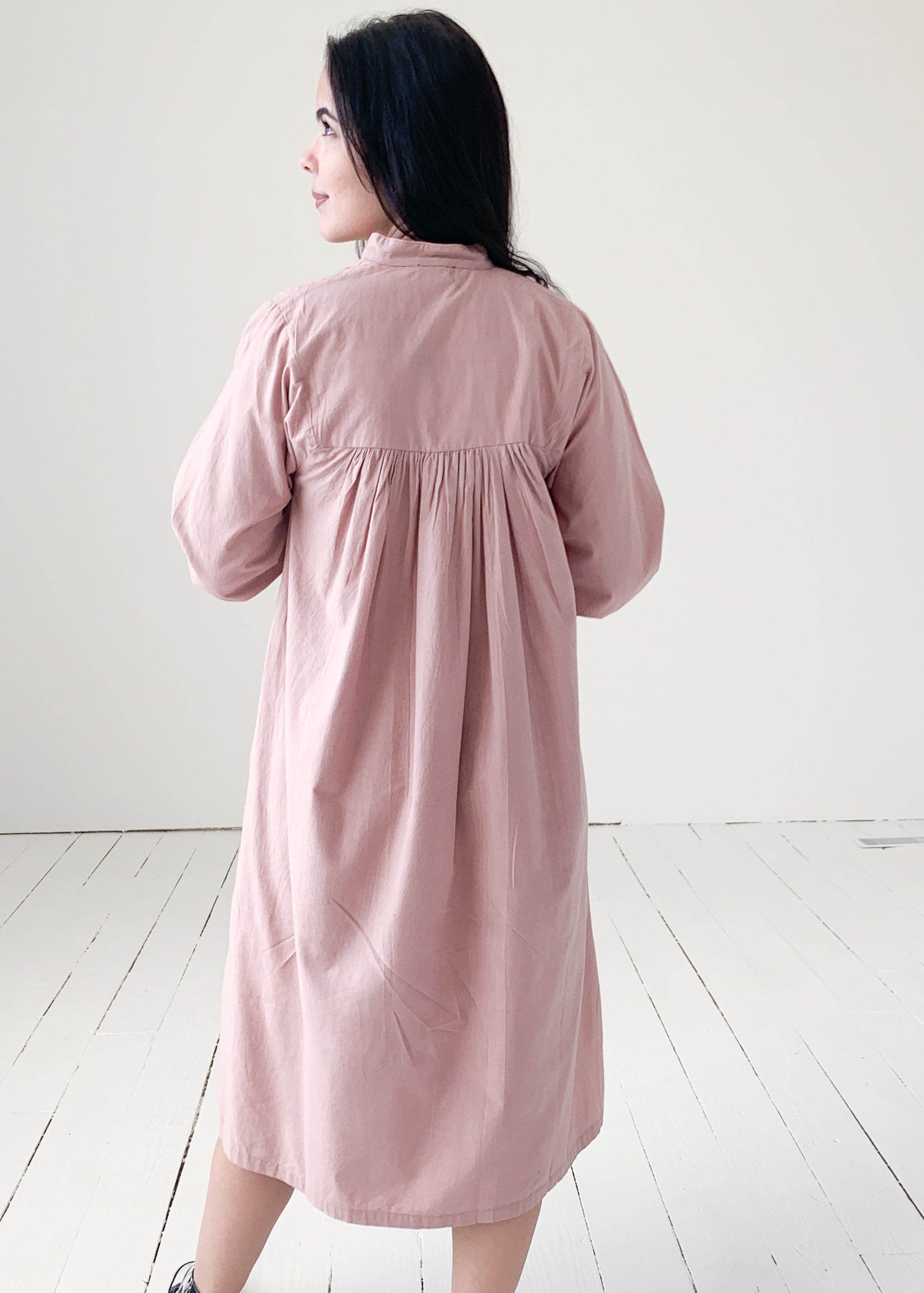 Vintage 1970s Mauve Indian Cotton Dress