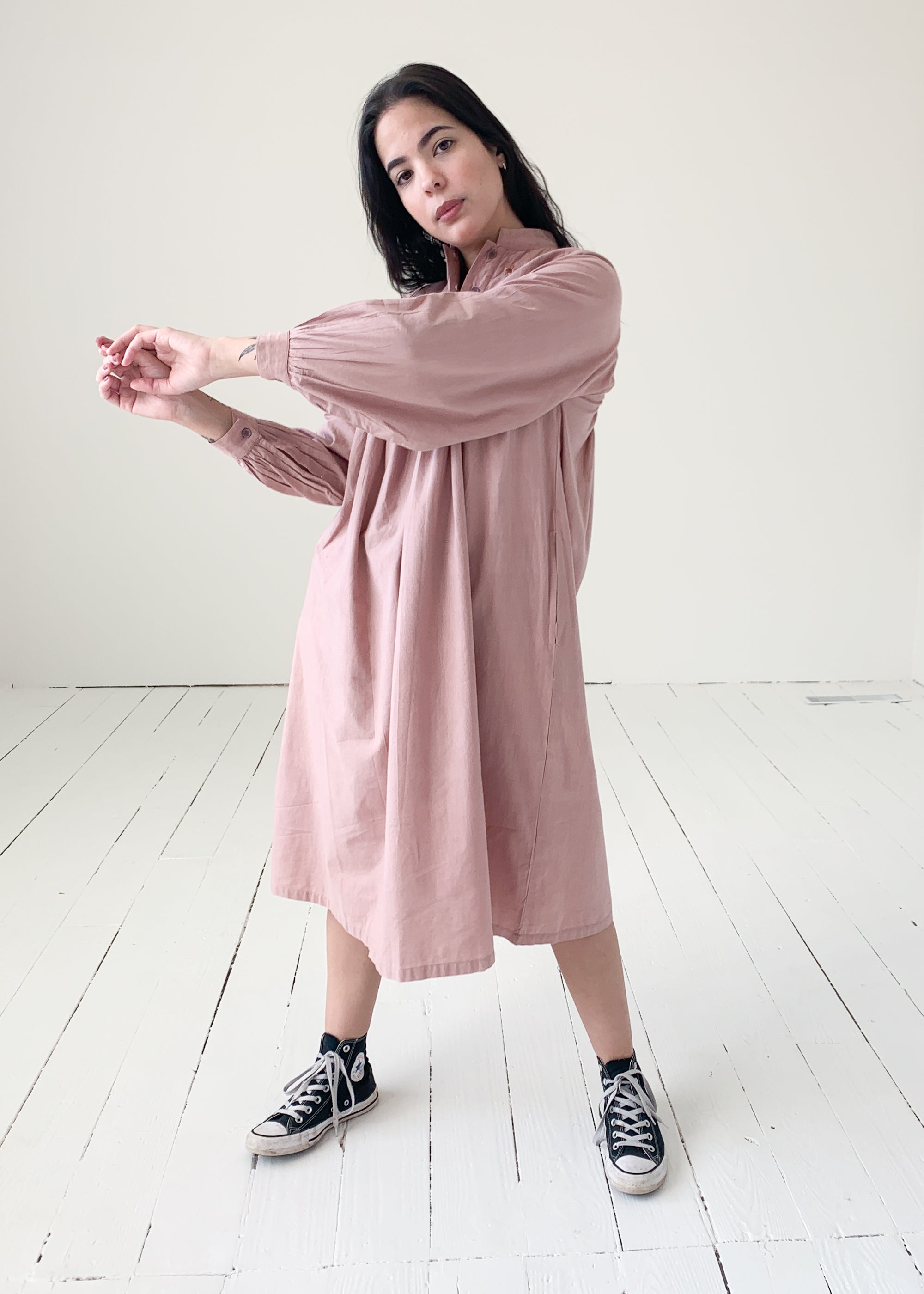 Vintage 1970s Mauve Indian Cotton Dress