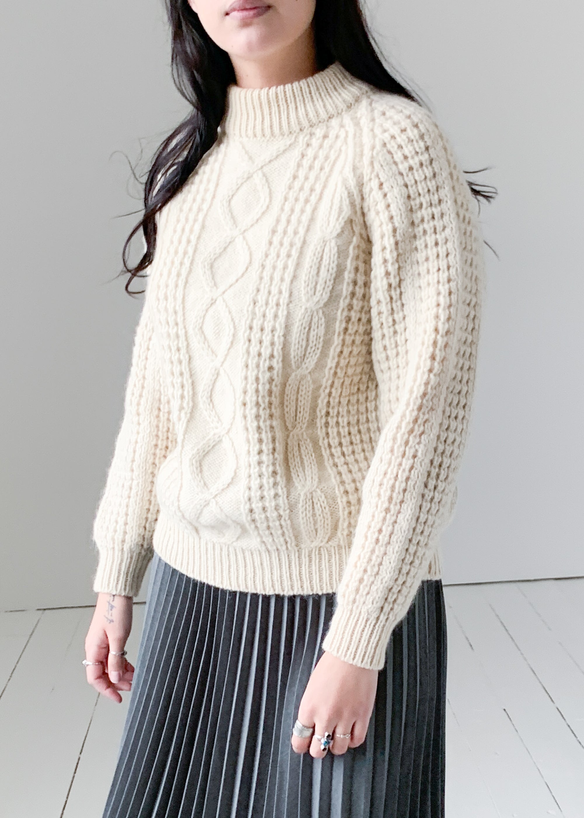 Vintage 1970s Hand Knit Fisherman Sweater