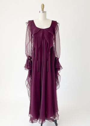 Vintage 1970s Jean Varon Chiffon Dream Dress