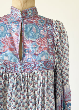 Vintage 1970s Judith Ann Indian Silk Dress