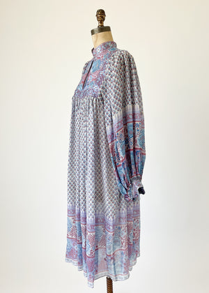 Vintage 1970s Judith Ann Indian Silk Dress