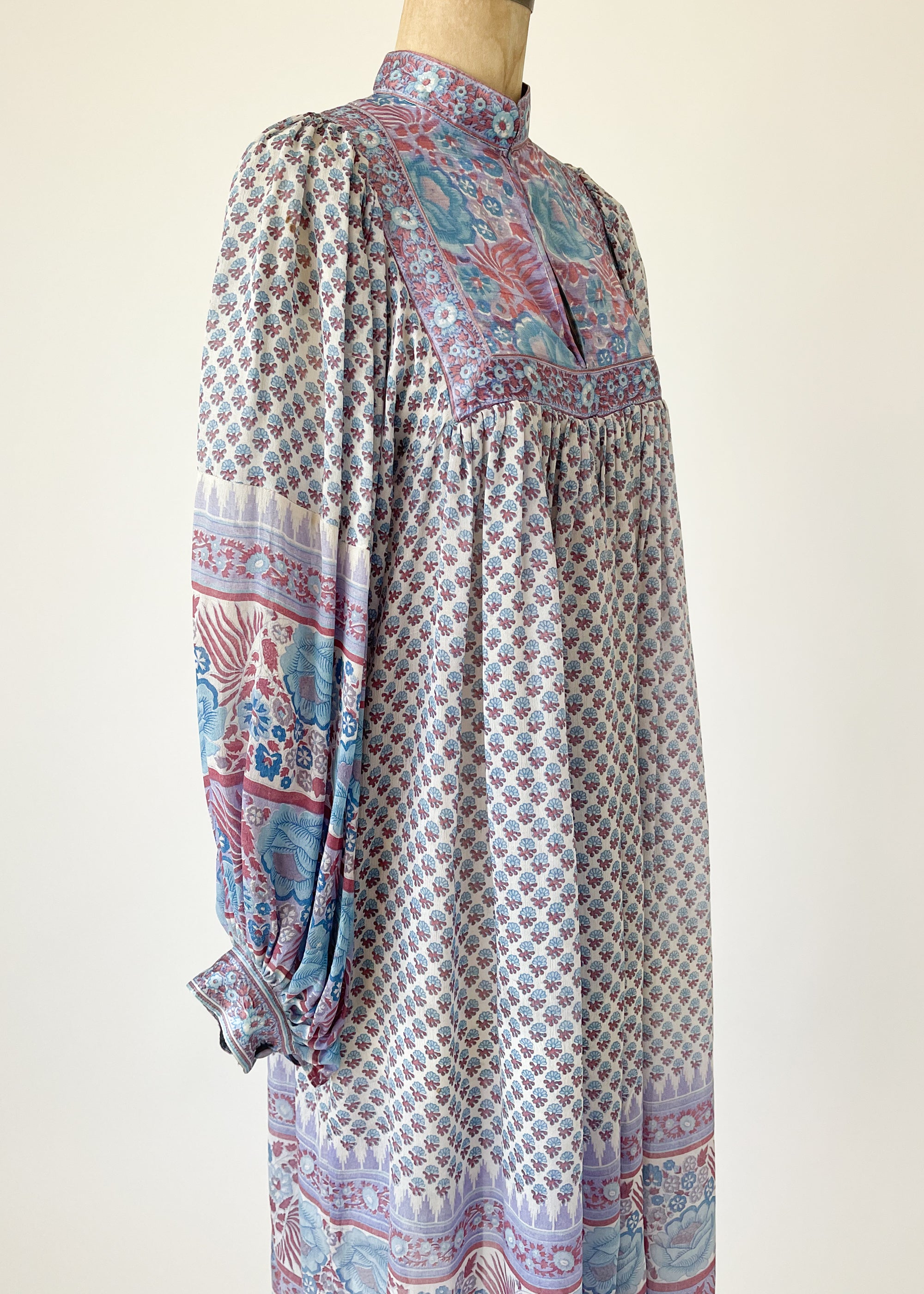 Vintage 1970s Judith Ann Indian Silk Dress