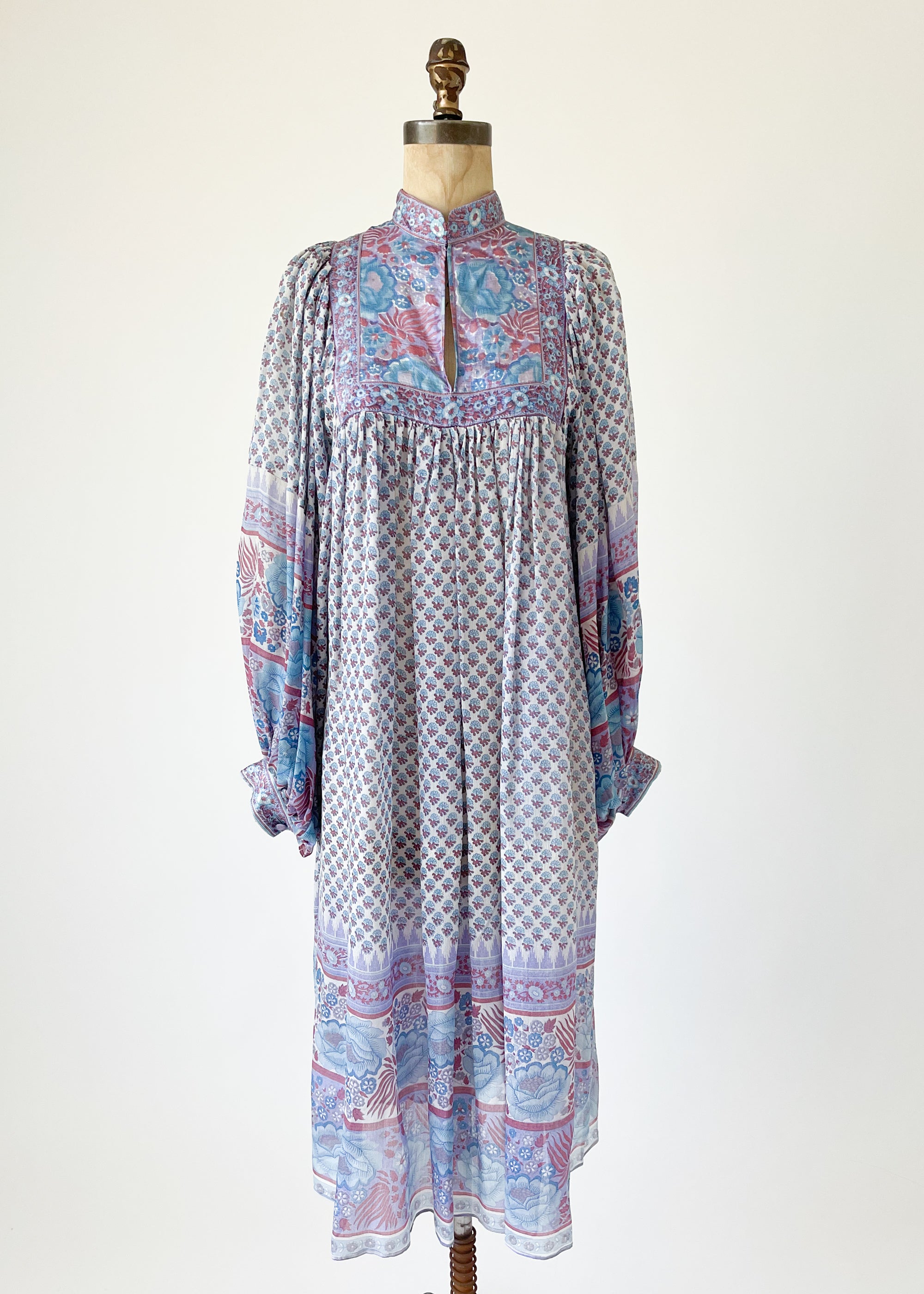 Vintage 1970s Judith Ann Indian Silk Dress