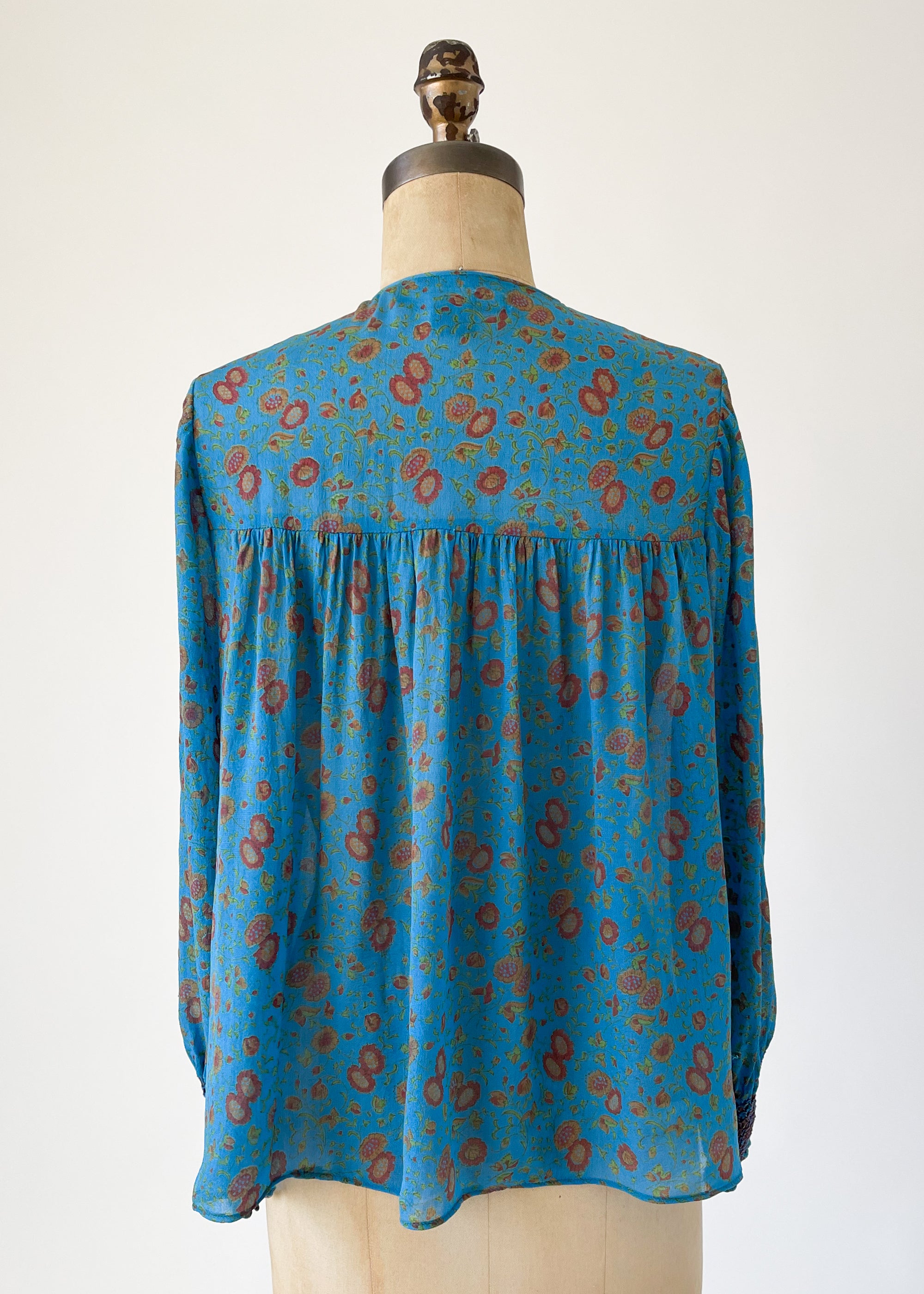 Vintage 1970s Judith Ann Silk Smocked Blouse