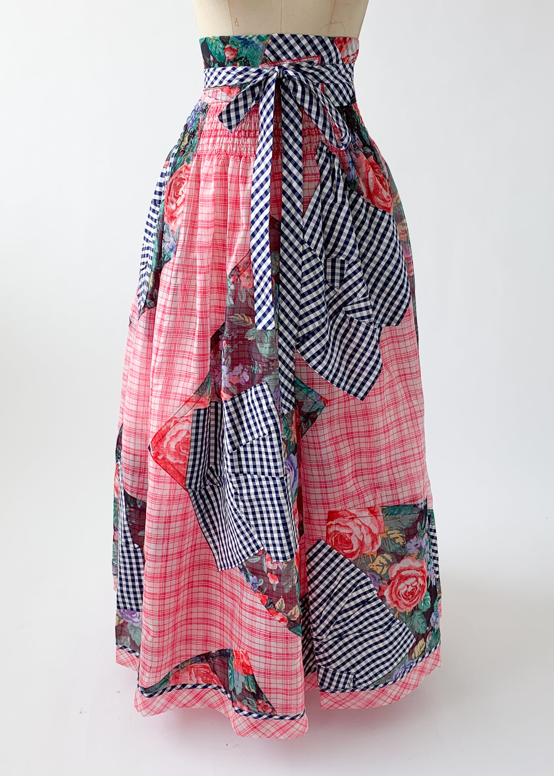 Vintage 1980s Koos Van Den Akker Organdy Patchwork Skirt