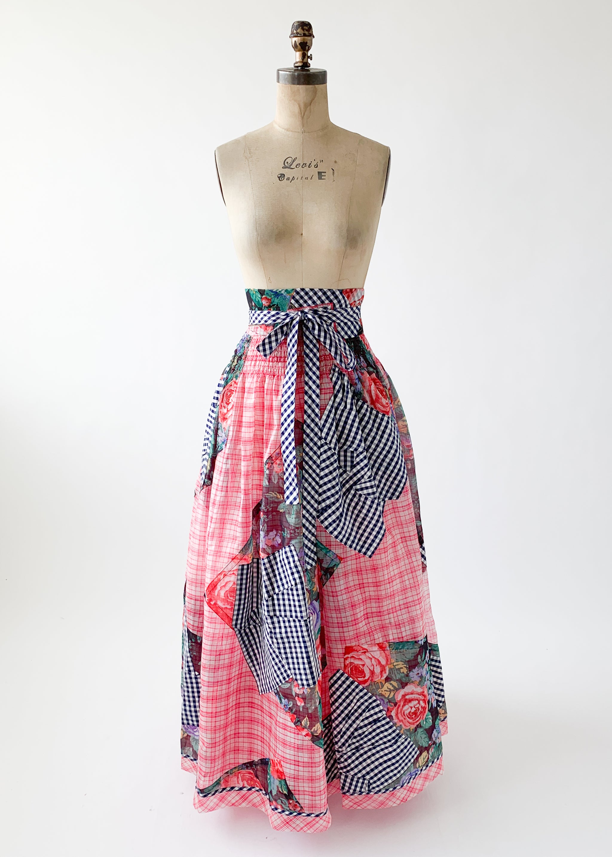 Vintage 1980s Koos Van Den Akker Organdy Patchwork Skirt