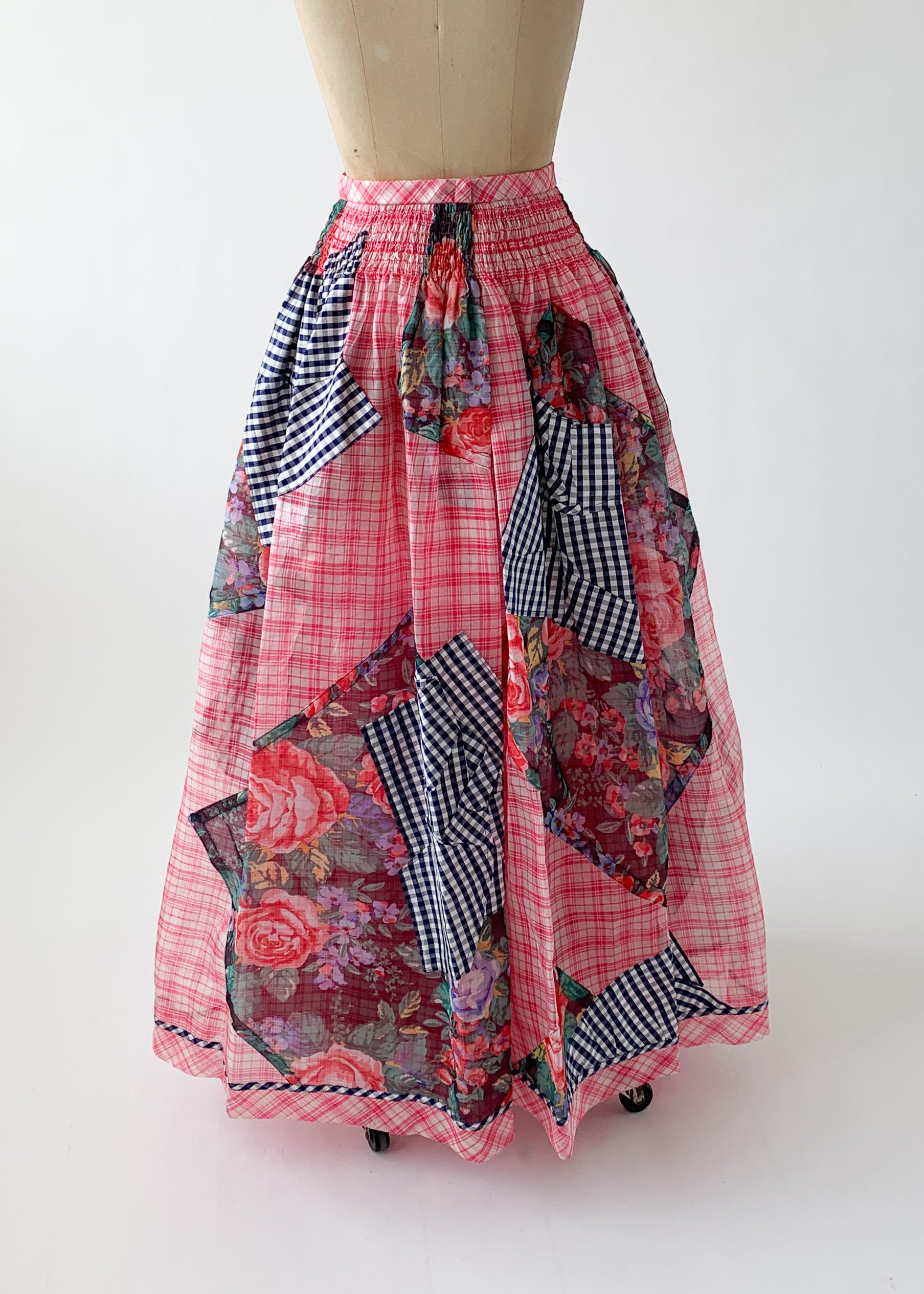 Vintage 1980s Koos Van Den Akker Organdy Patchwork Skirt