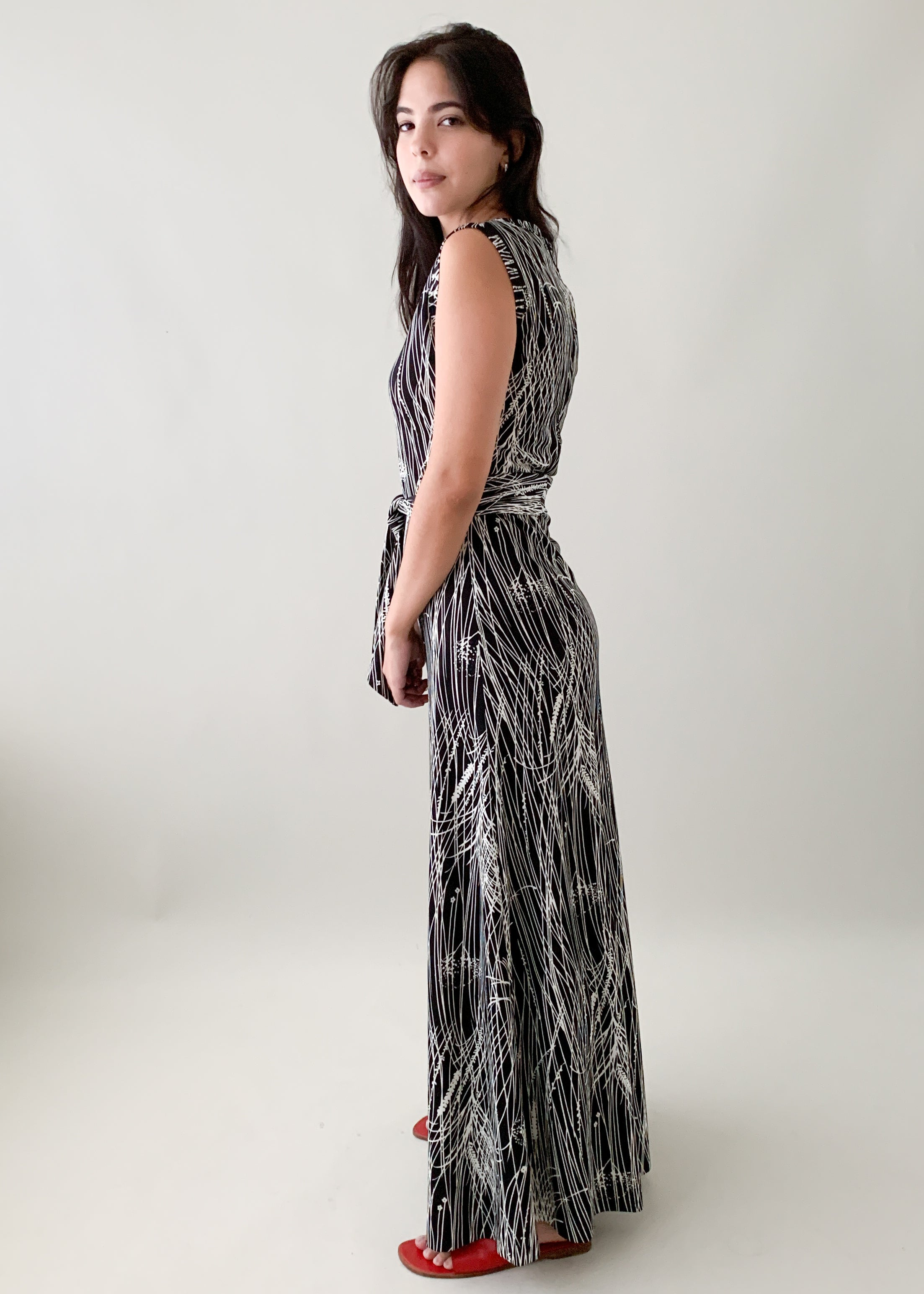 Vintage 1970s Lanvin Black and White Maxi Dress