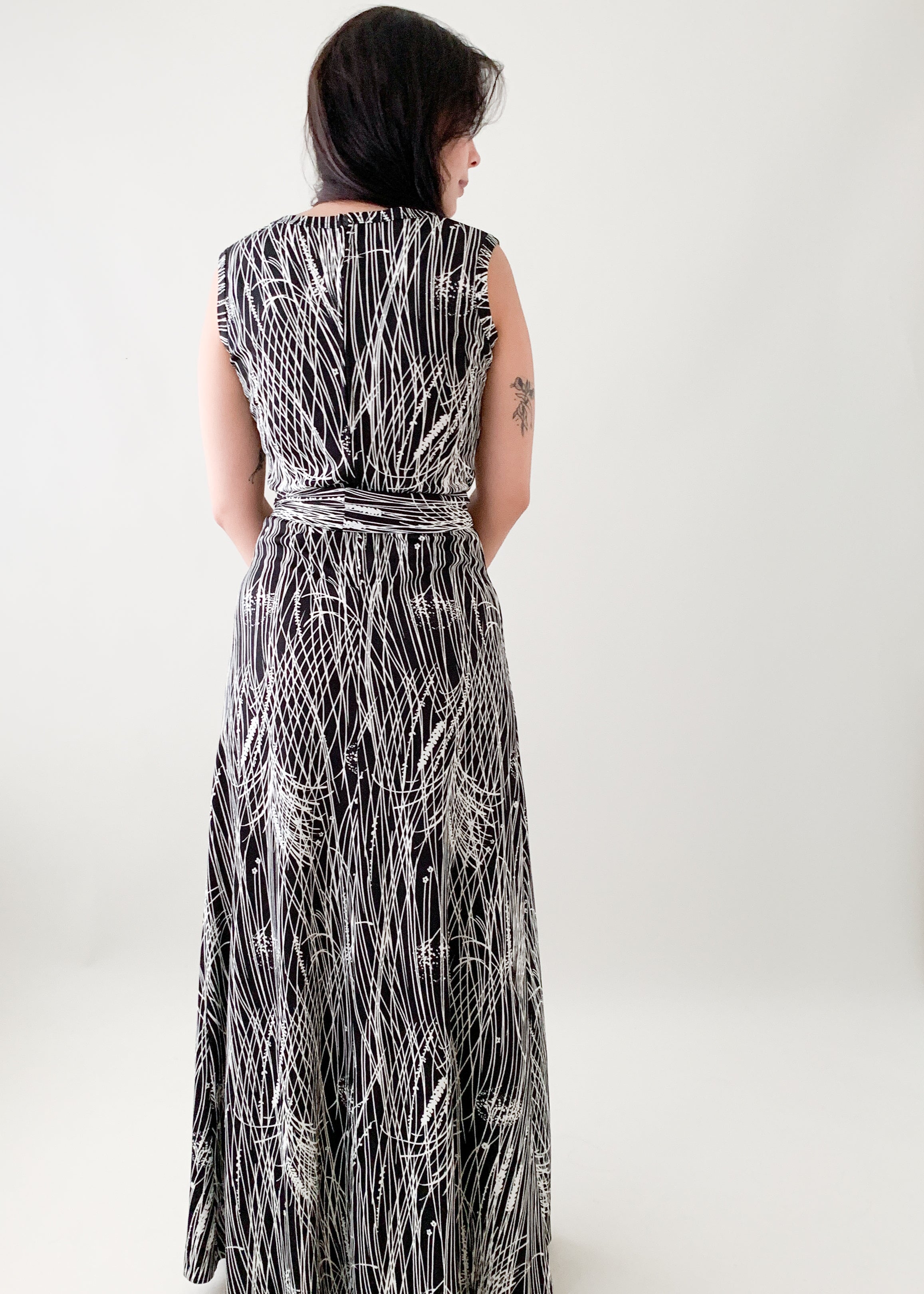 Vintage 1970s Lanvin Black and White Maxi Dress