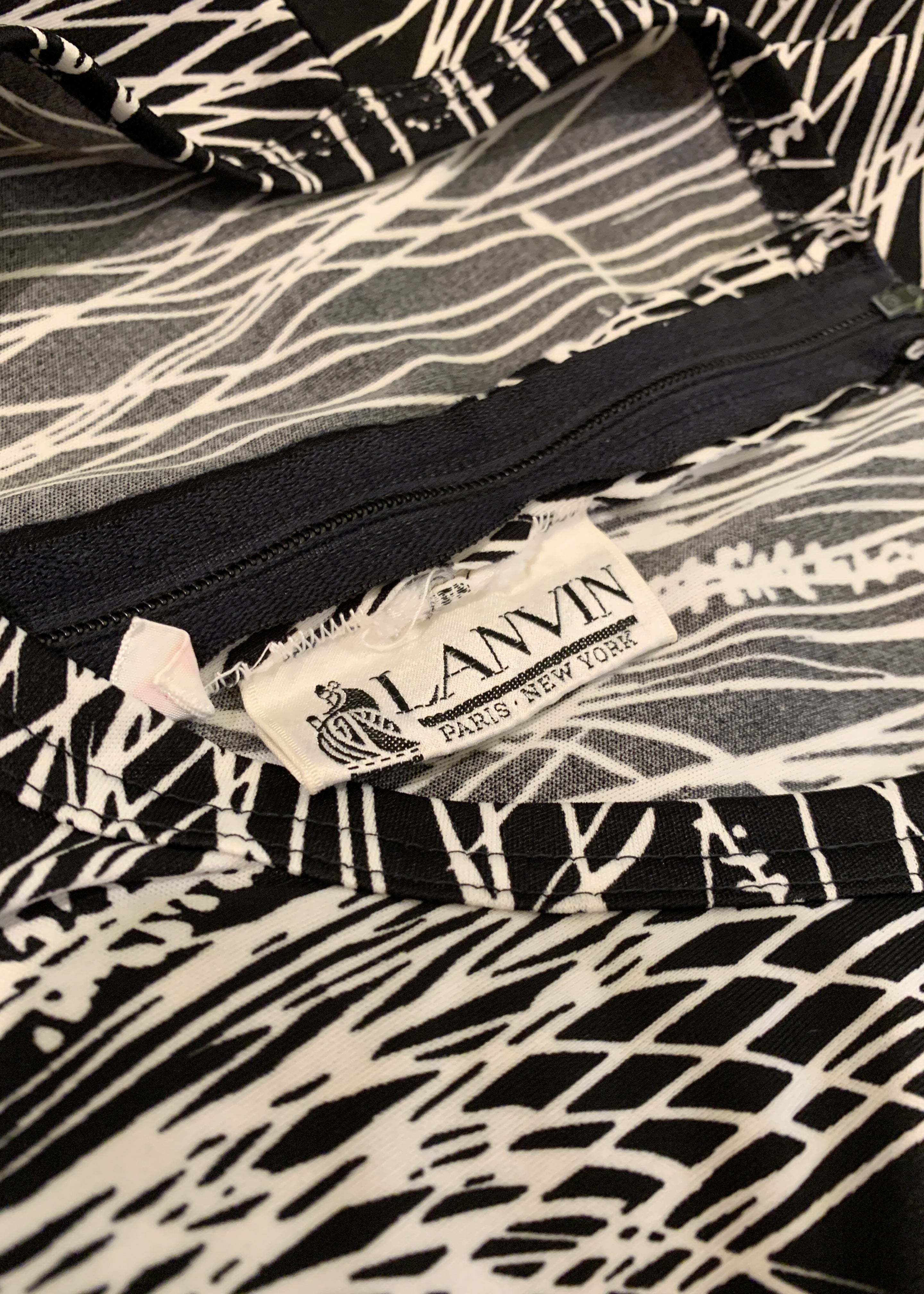 Vintage 1970s Lanvin Black and White Maxi Dress