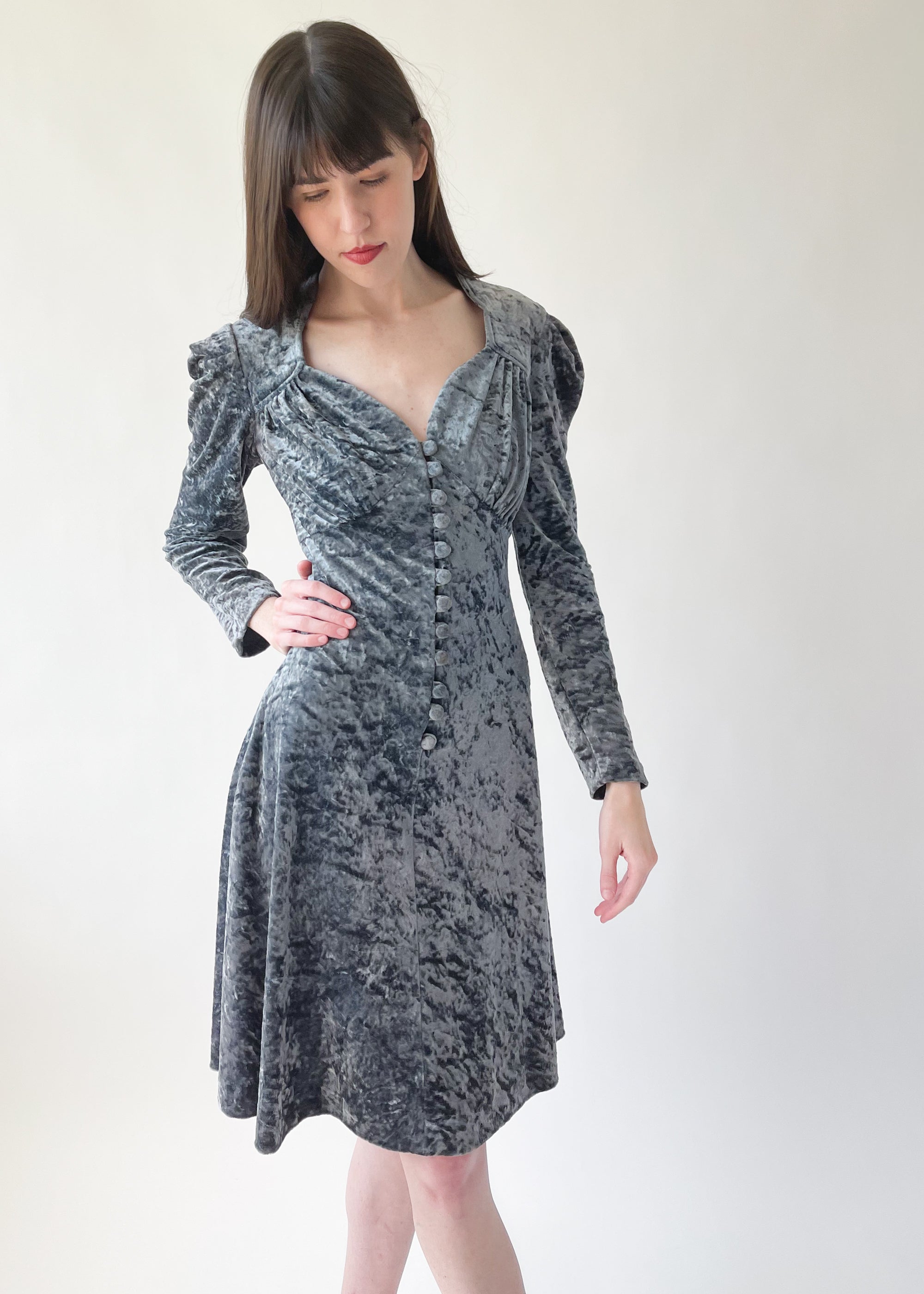 Vintage 1970s Lee Bender Crushed Velvet Dress