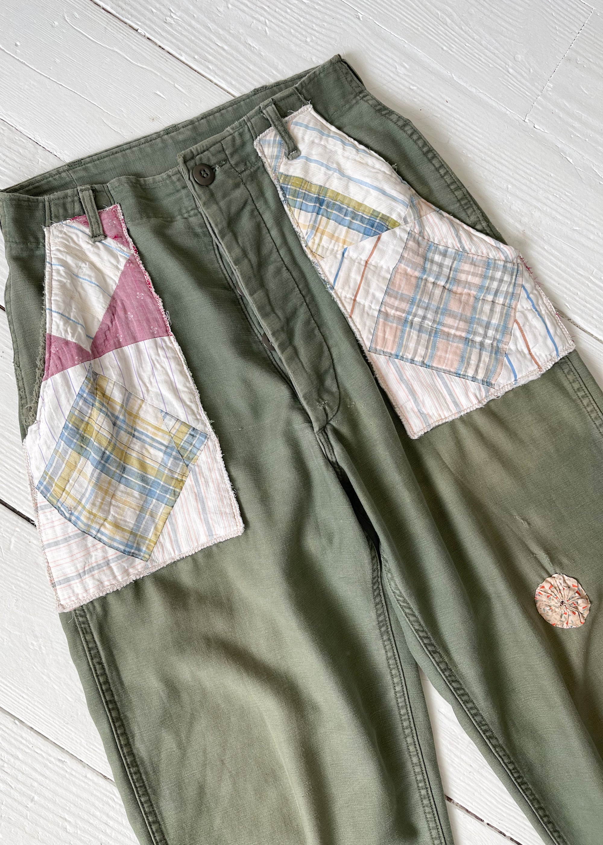 Vintage 1970s Patched Army OG-107 Pants