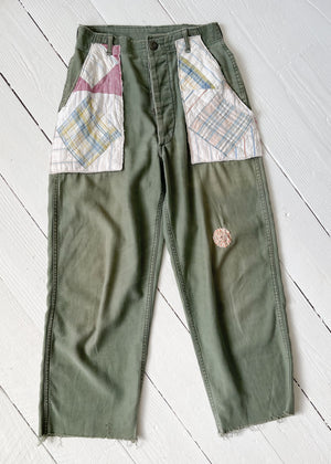 Vintage 1970s Patched Army OG-107 Pants