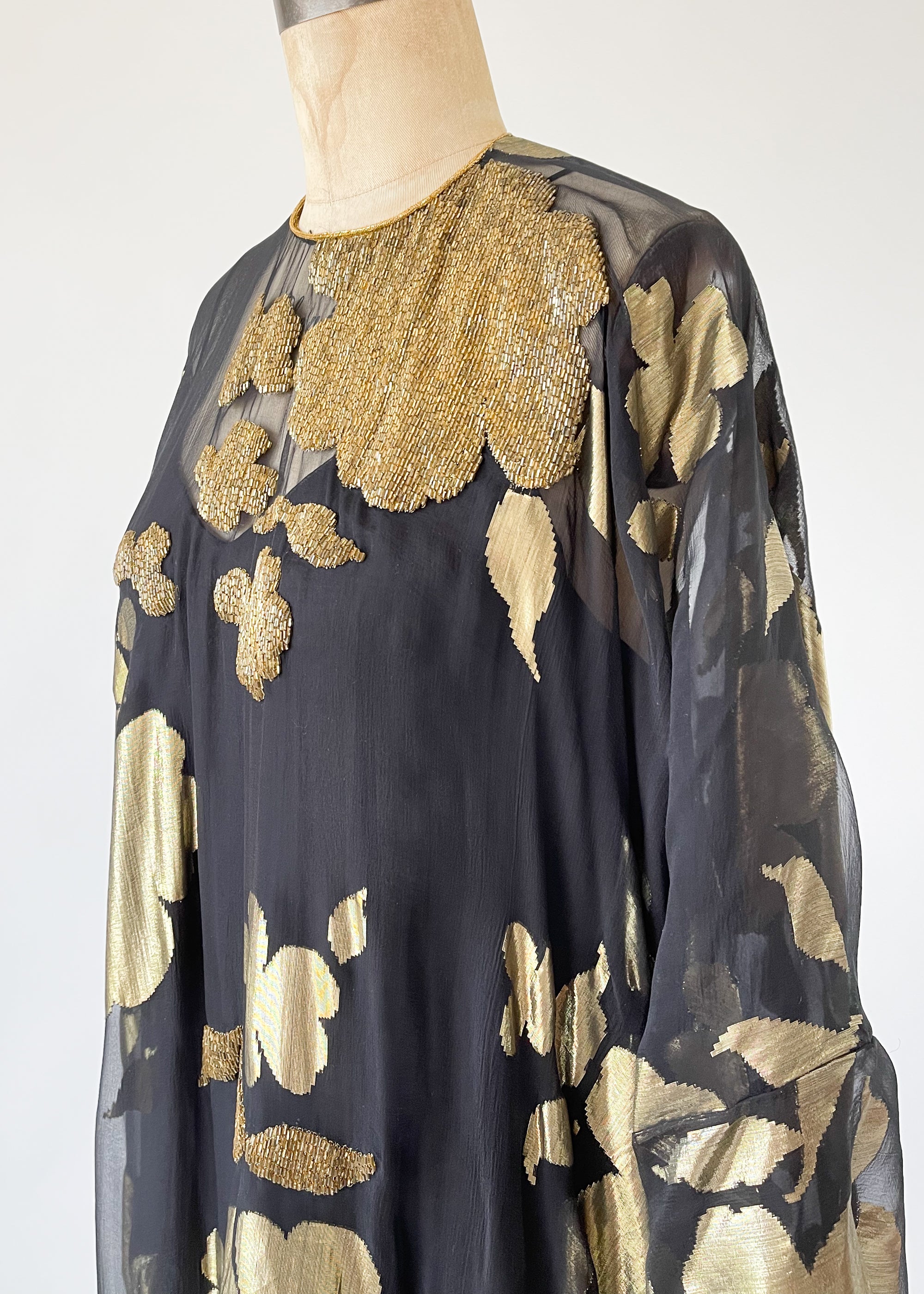 Vintage 1970s Oscar de la Renta Silk and Lamé Caftan