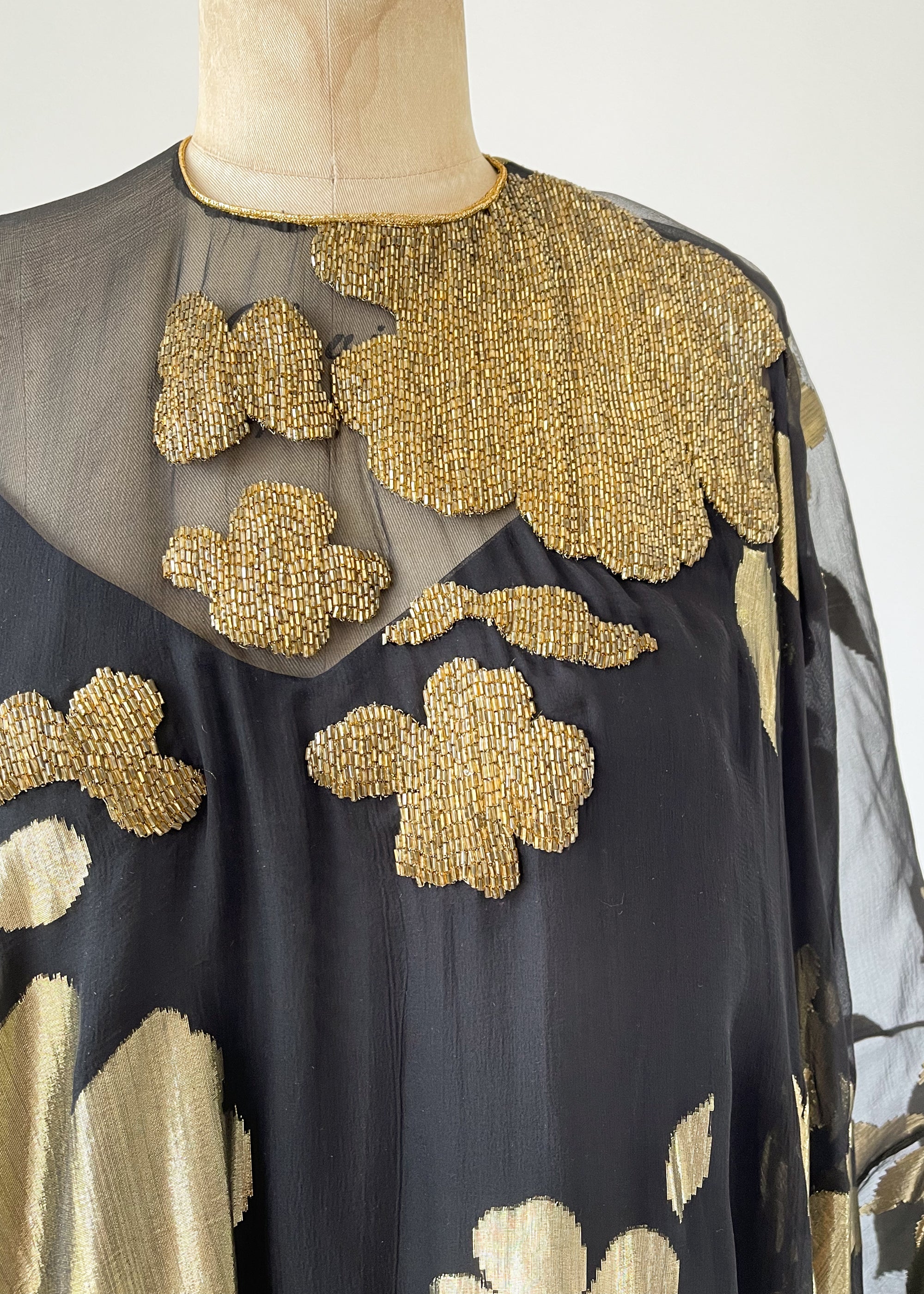 Vintage 1970s Oscar de la Renta Silk and Lamé Caftan
