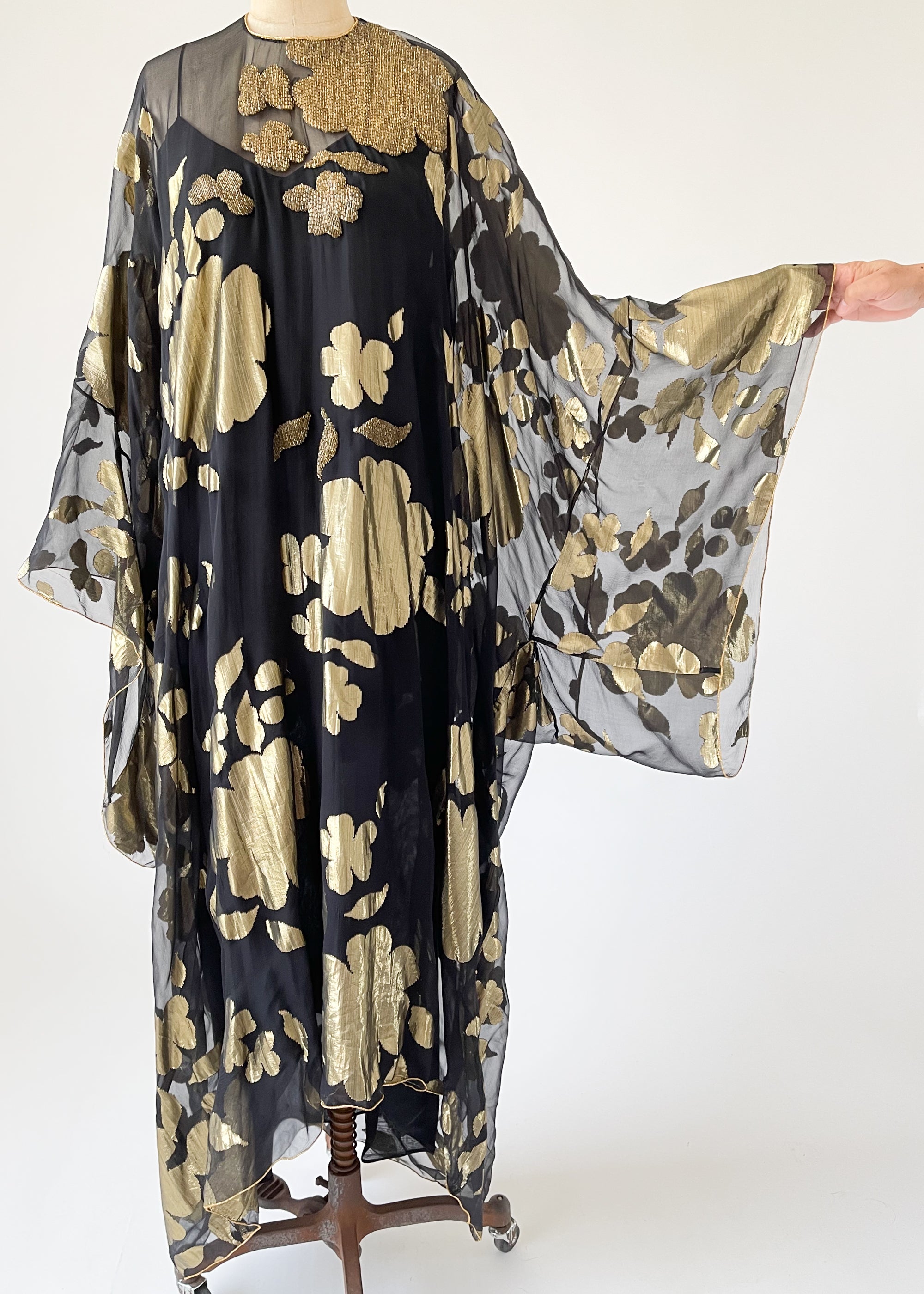 Vintage 1970s Oscar de la Renta Silk and Lamé Caftan
