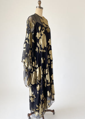Vintage 1970s Oscar de la Renta Silk and Lamé Caftan