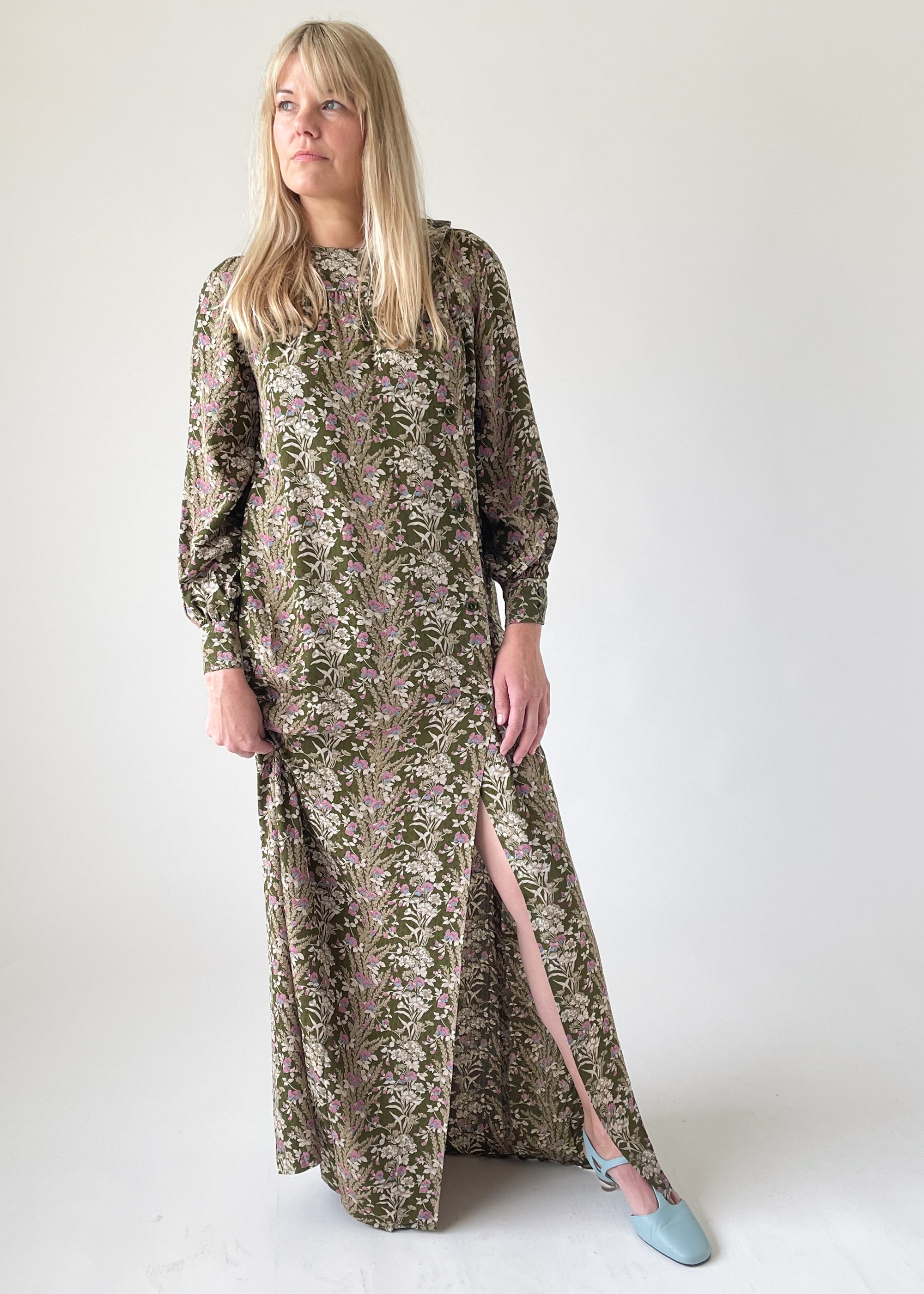 Vintage 1970s Oscar de la Renta Silk Maxi Dress