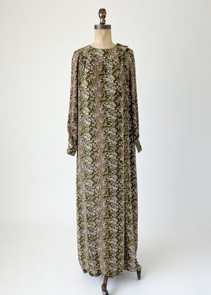 Vintage 1970s Oscar de la Renta Silk Maxi Dress