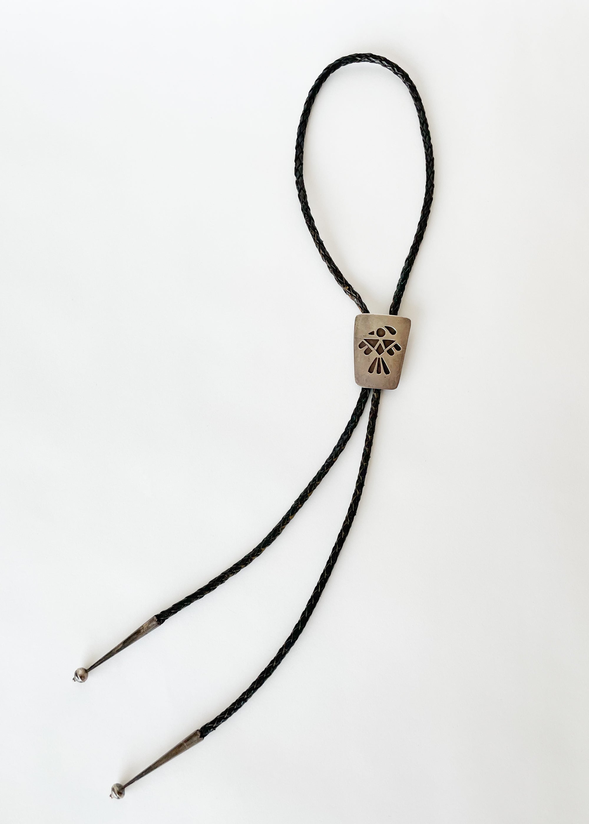 Vintage 1970s Silver Thunderbird Bolo Tie