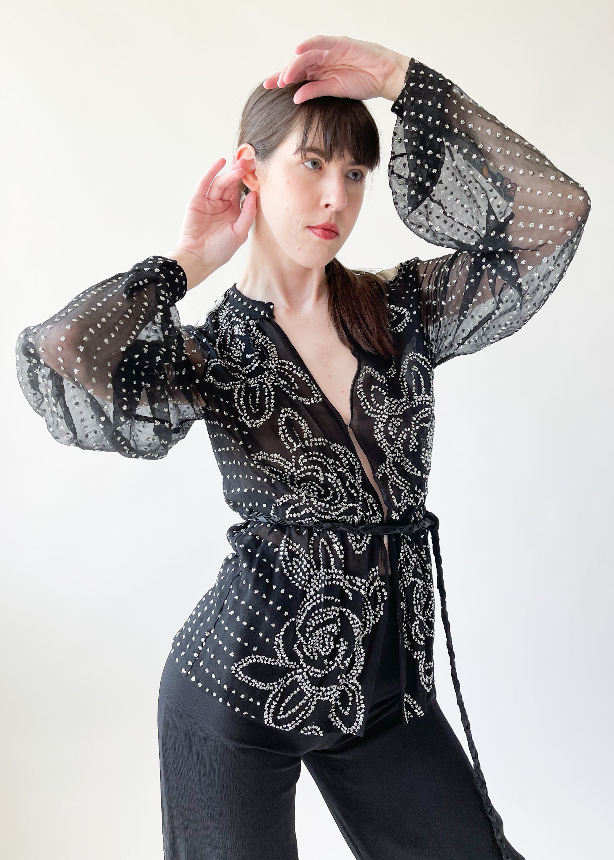 Vintage 1970s Thea Porter Silk Harem Pant Suit Set
