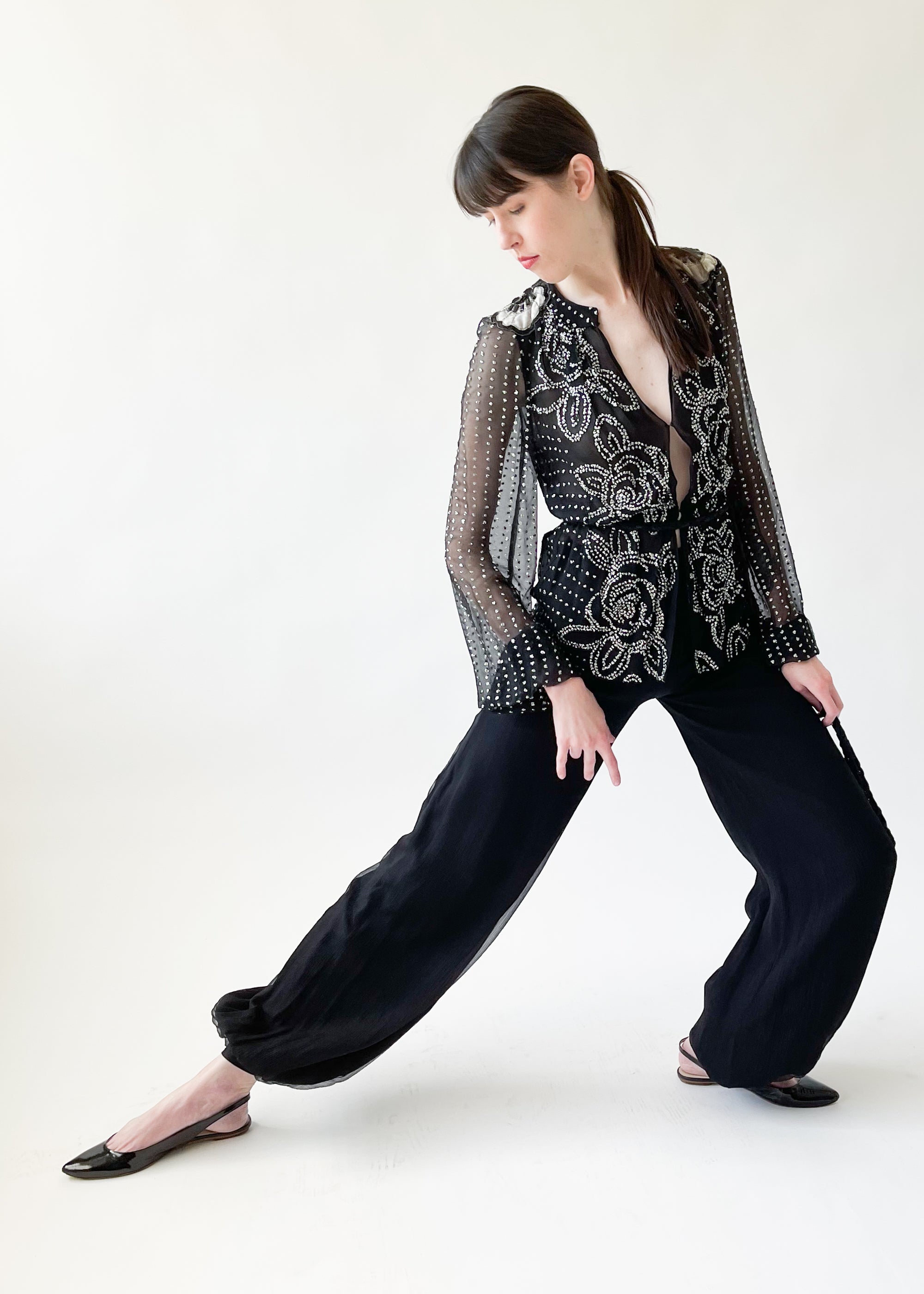 Vintage 1970s Thea Porter Silk Harem Pant Suit Set