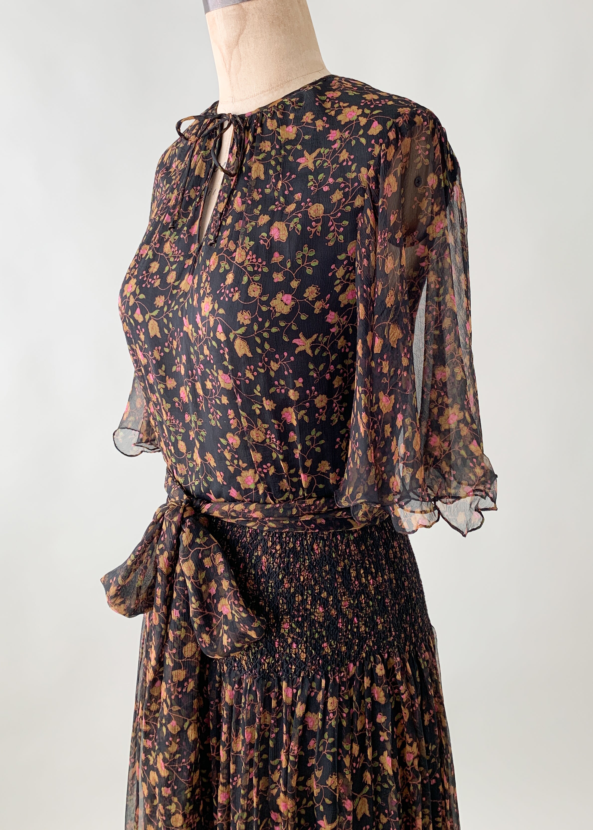 Vintage 1970s Treacy Lowe Indian Silk Dress