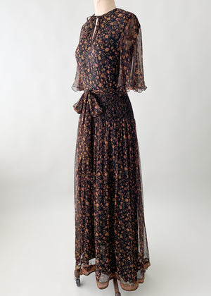 Vintage 1970s Treacy Lowe Indian Silk Dress