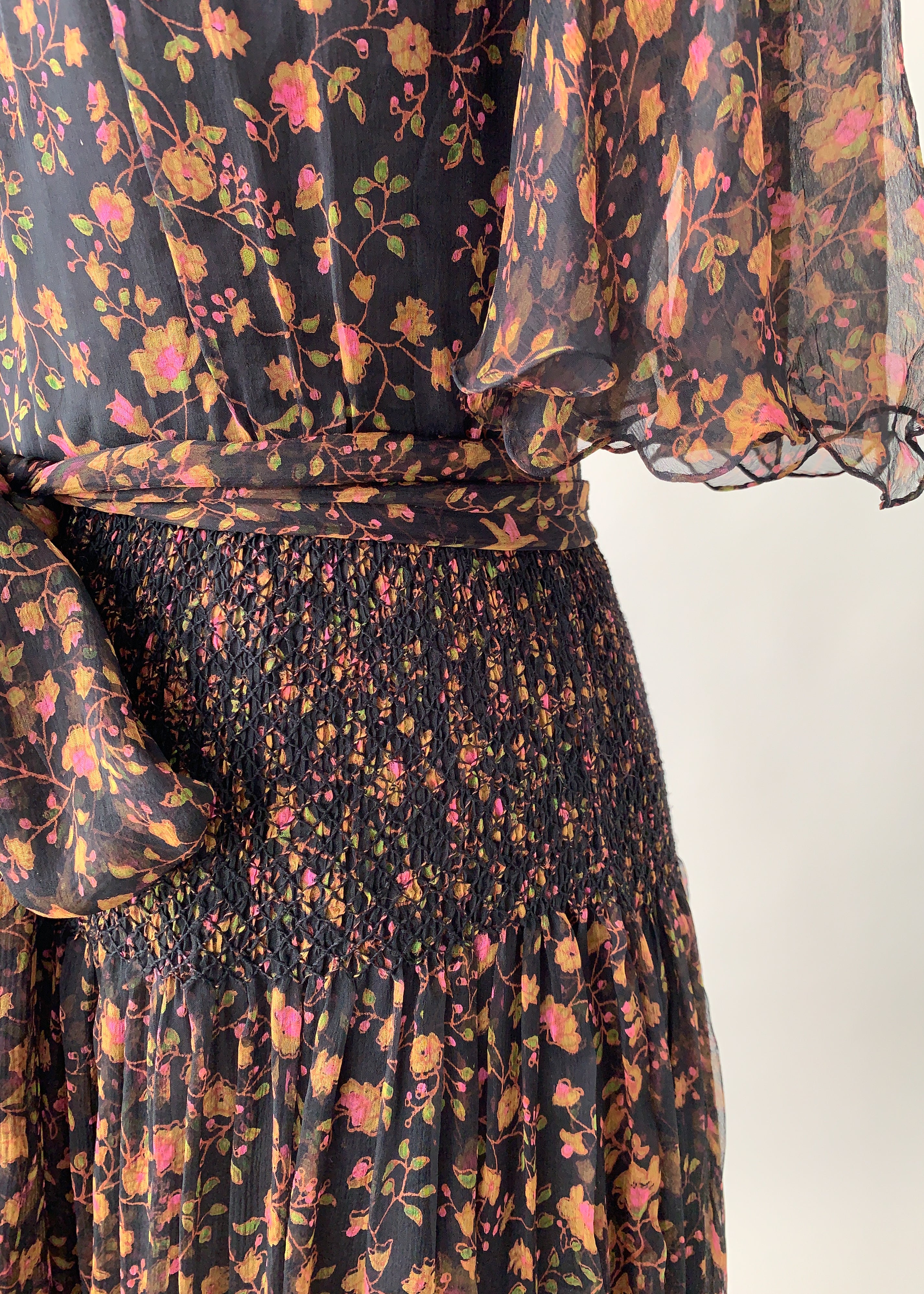 Vintage 1970s Treacy Lowe Indian Silk Dress