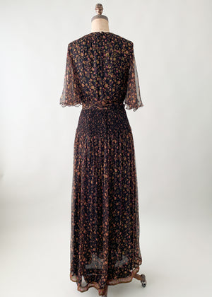 Vintage 1970s Treacy Lowe Indian Silk Dress