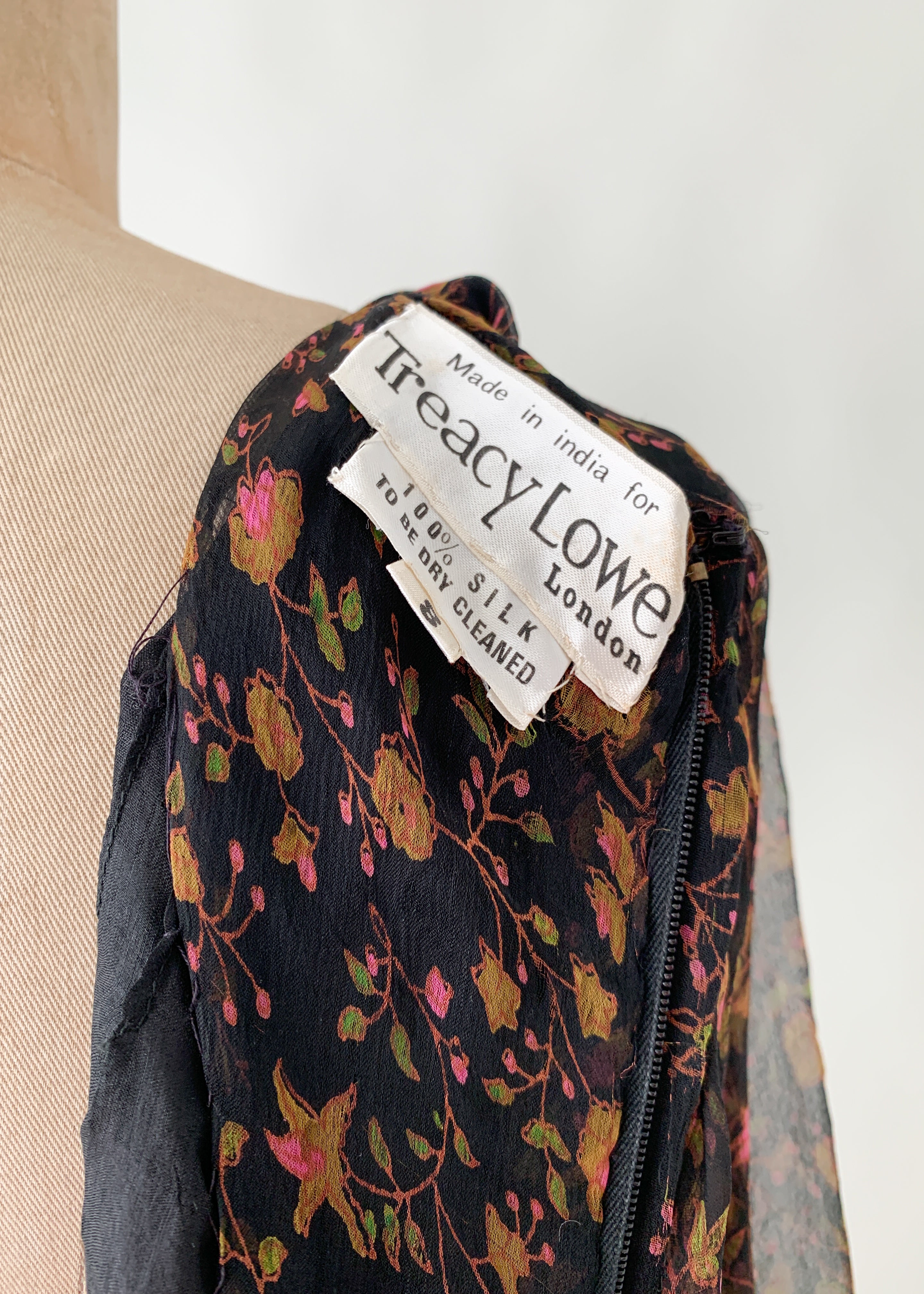 Vintage 1970s Treacy Lowe Indian Silk Dress
